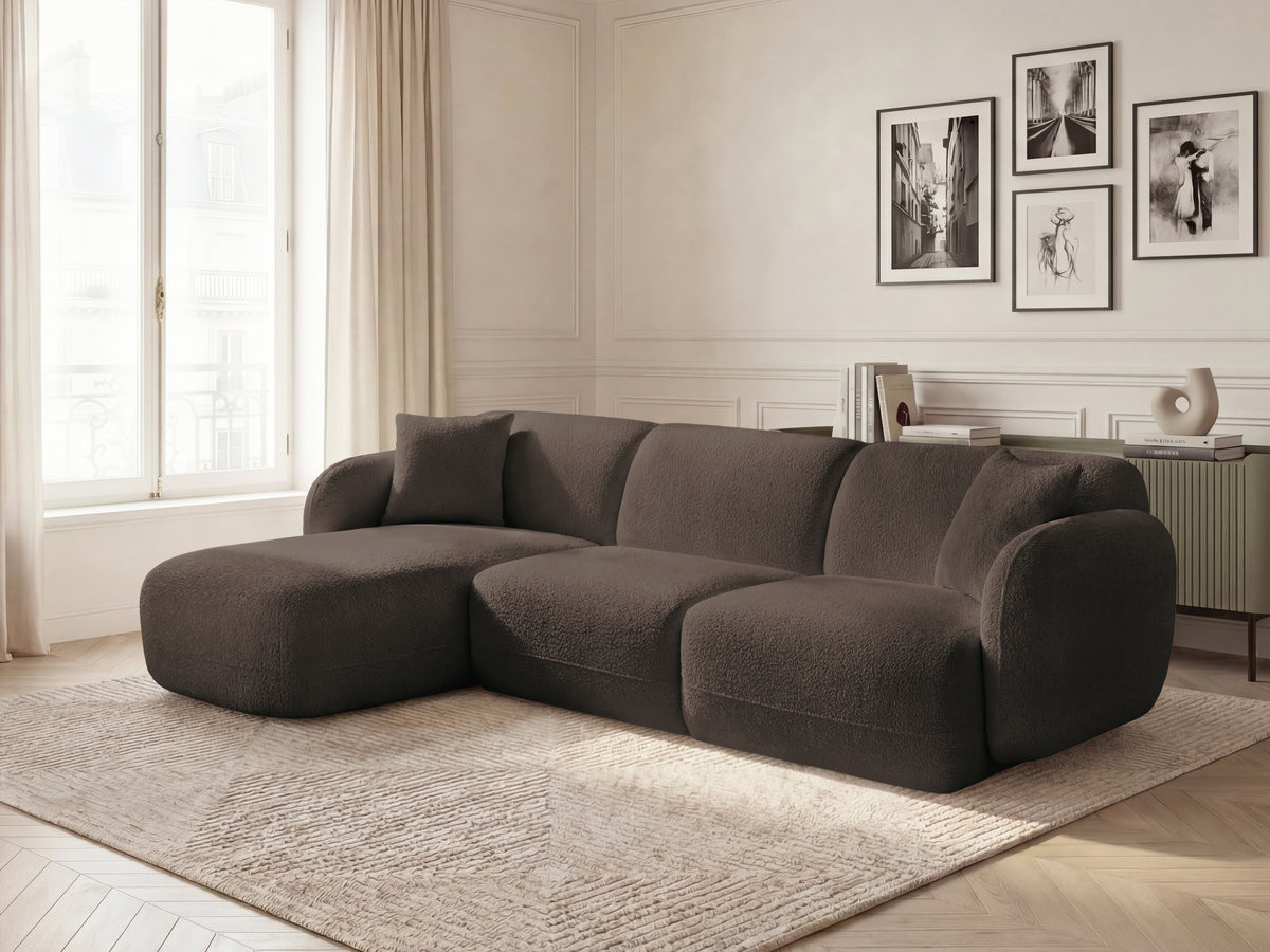 Bobochic Anda Ecksofa 292 × 163 cm Chenille Braun Ecke links