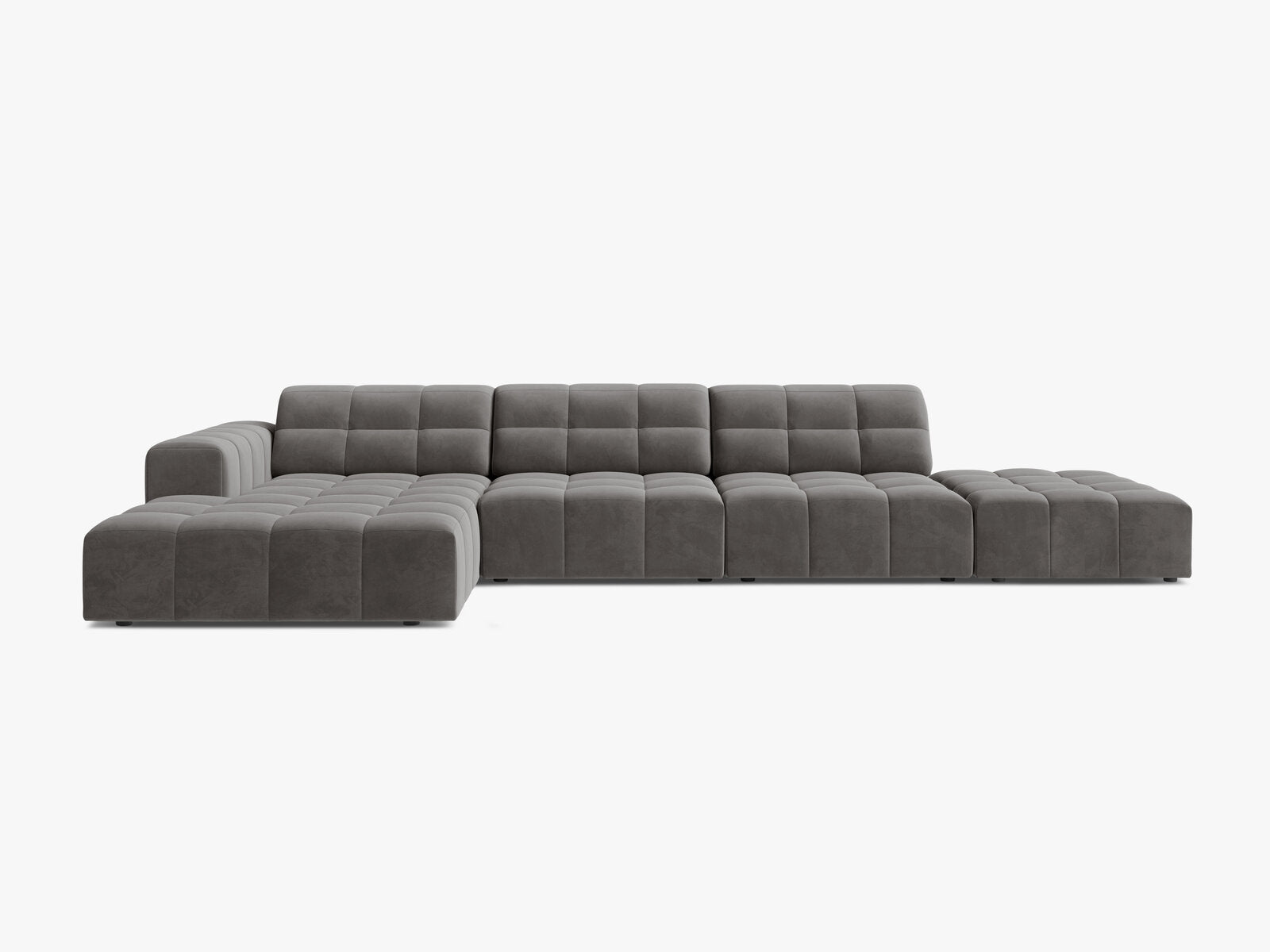 Micadoni Ecksofa Jennifer 5-Sitzer Links Samt Bluvel Hellgrau