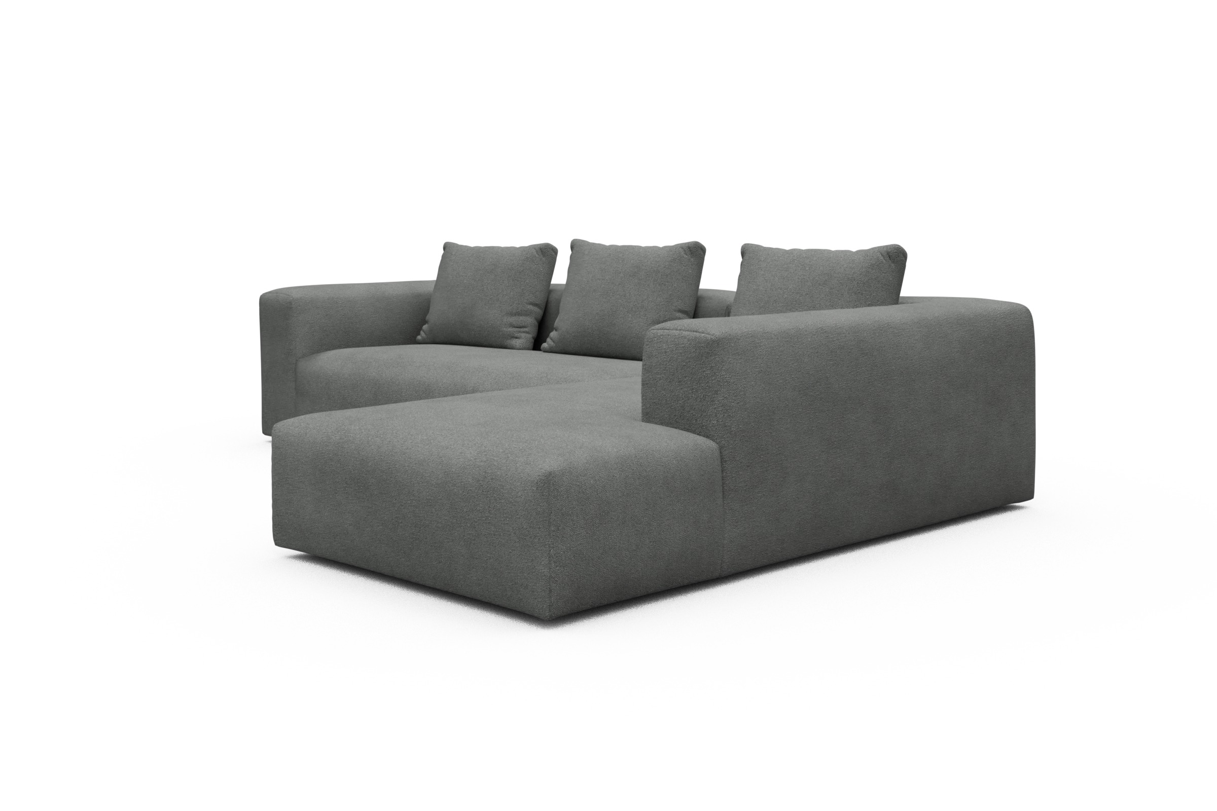 Ecksofa Fred Relax-Ecke rechts mit 2,5-Sitzer Boucle-Ash-Grey