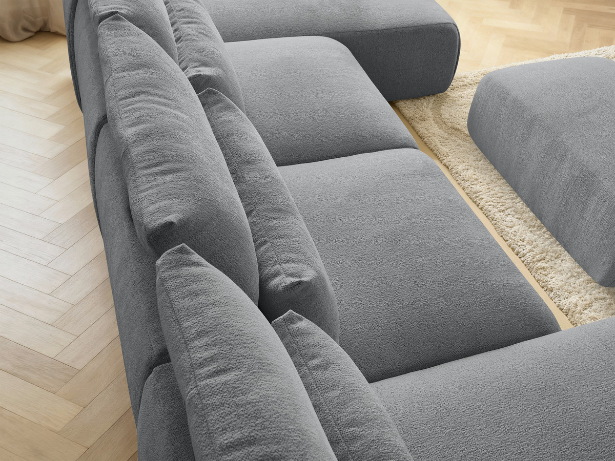 Bobochic Jana Wohnlandschaft mit kleinem Pouf Melange-Stoff Dunkelgrau