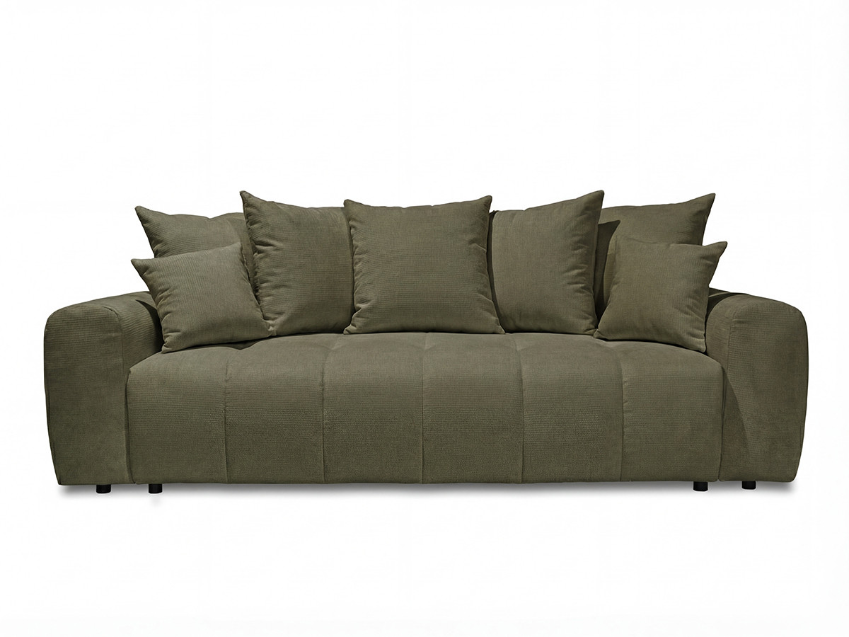 Bobochic Roxelane Schlafsofa 3-Sitzer mit Bettkasten Melange-Stoff Grün