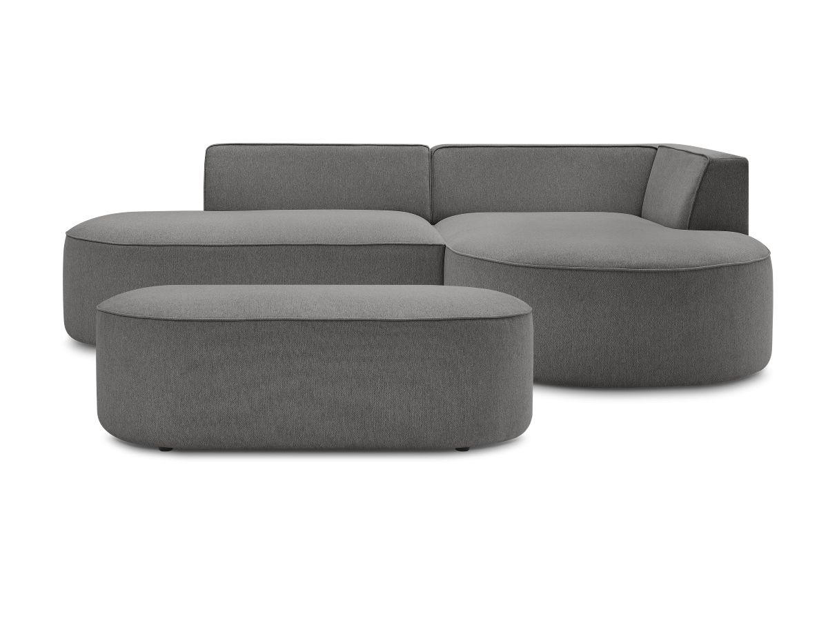 Bobochic Rousseau Ecksofa mit Pouf Melange-Stoff Dunkelgrau Ecke rechts
