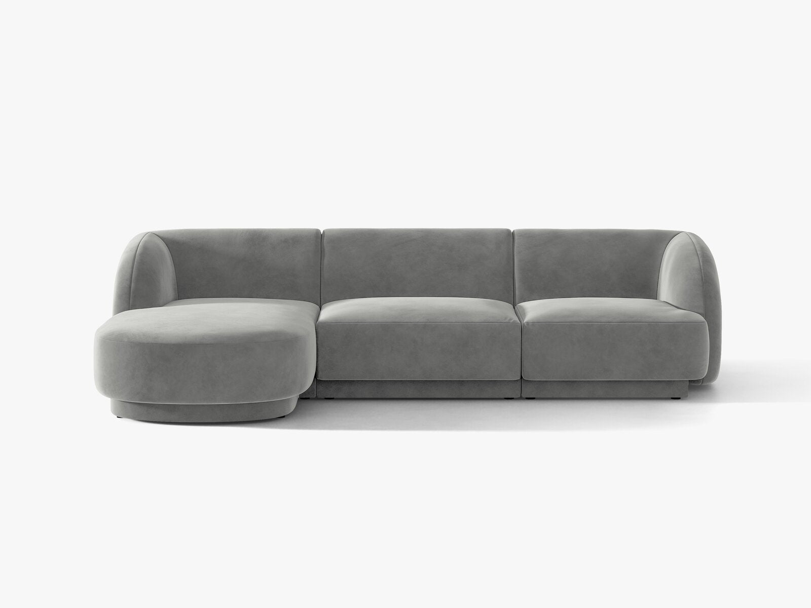 Micadoni Ecksofa Miley 4-Sitzer Samt Venus Hellgrau Links