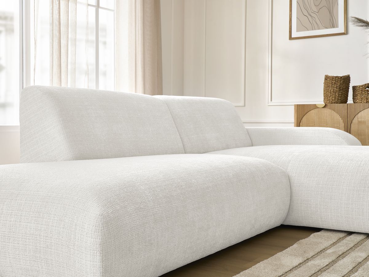 Bobochic Sirius Ecksofa 300 × 170 cm Strukturstoff Weiß Ecke rechts