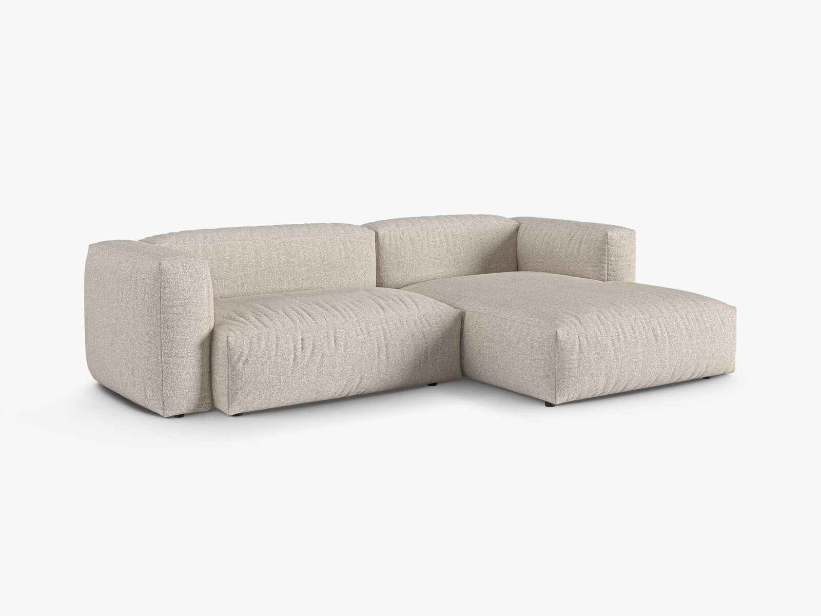 Micadoni Ecksofa Martina 2-Sitzer 90cm Sitztiefe Rechts Boucle Monet Beige