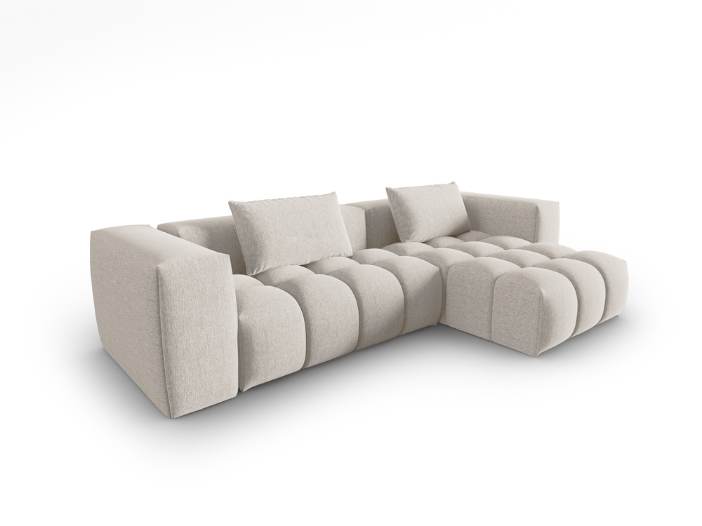 Cosmopolitan Design Ecksofa Verona 3-Sitzer Strukturierter Stoff Sorella Beige Rechts