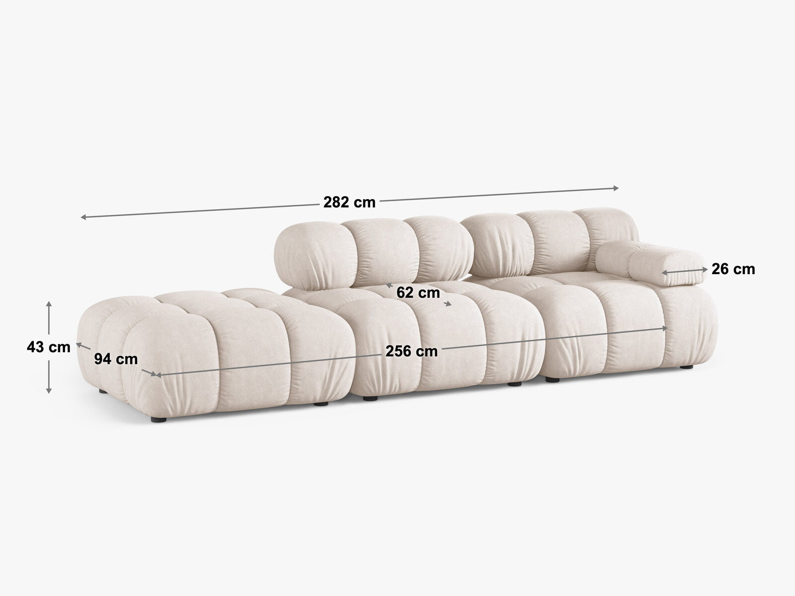 Micadoni Modulares Sofa Bellis 4-Sitzer Rechts Boucle Rolf Ziegel