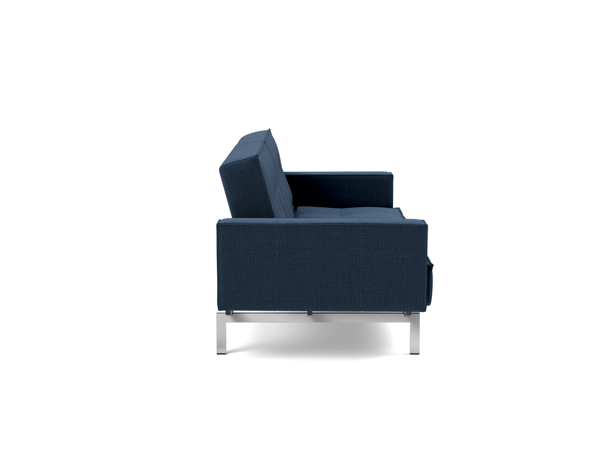 Schlafsofa Splitback mit Armlehnen Chenille Esina 414-Indigo-Blue Beine Chrom