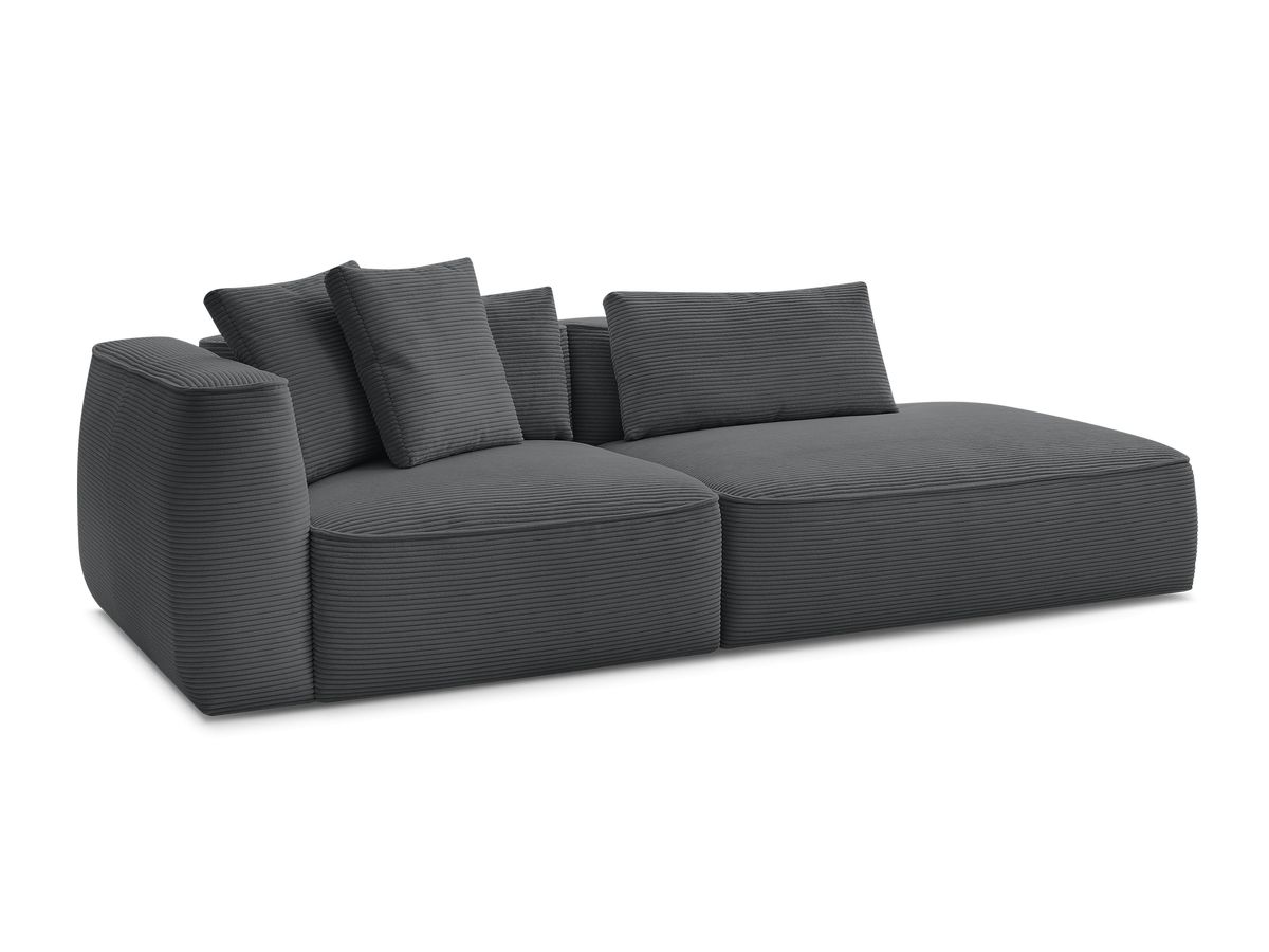 Bobochic Leopold Sofa 3-Sitzer Cordsamt Dunkelgrau Armlehne links