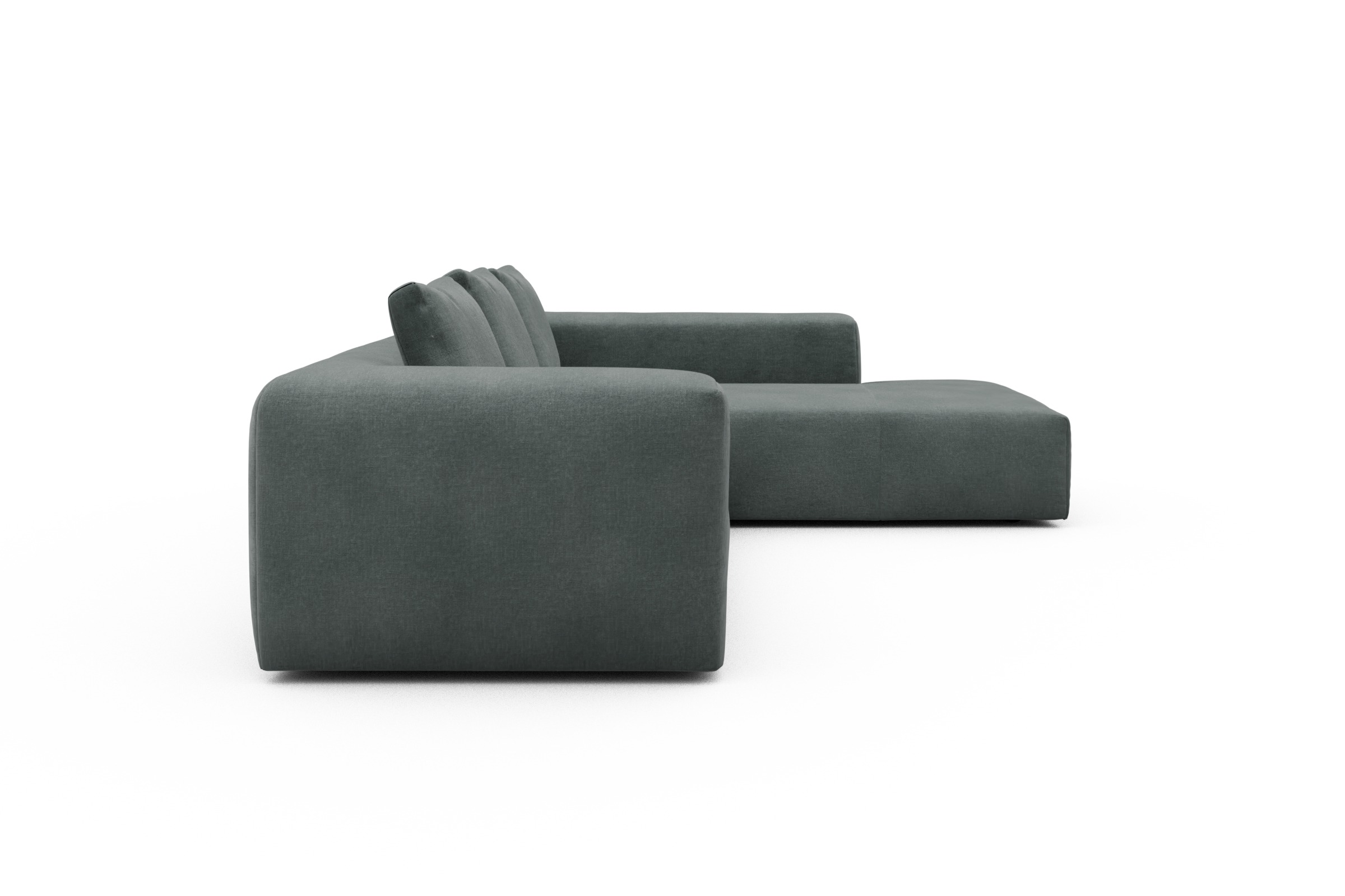 Ecksofa Fred Relax-Ecke rechts mit 2,5-Sitzer Smooth-Silver-Grey