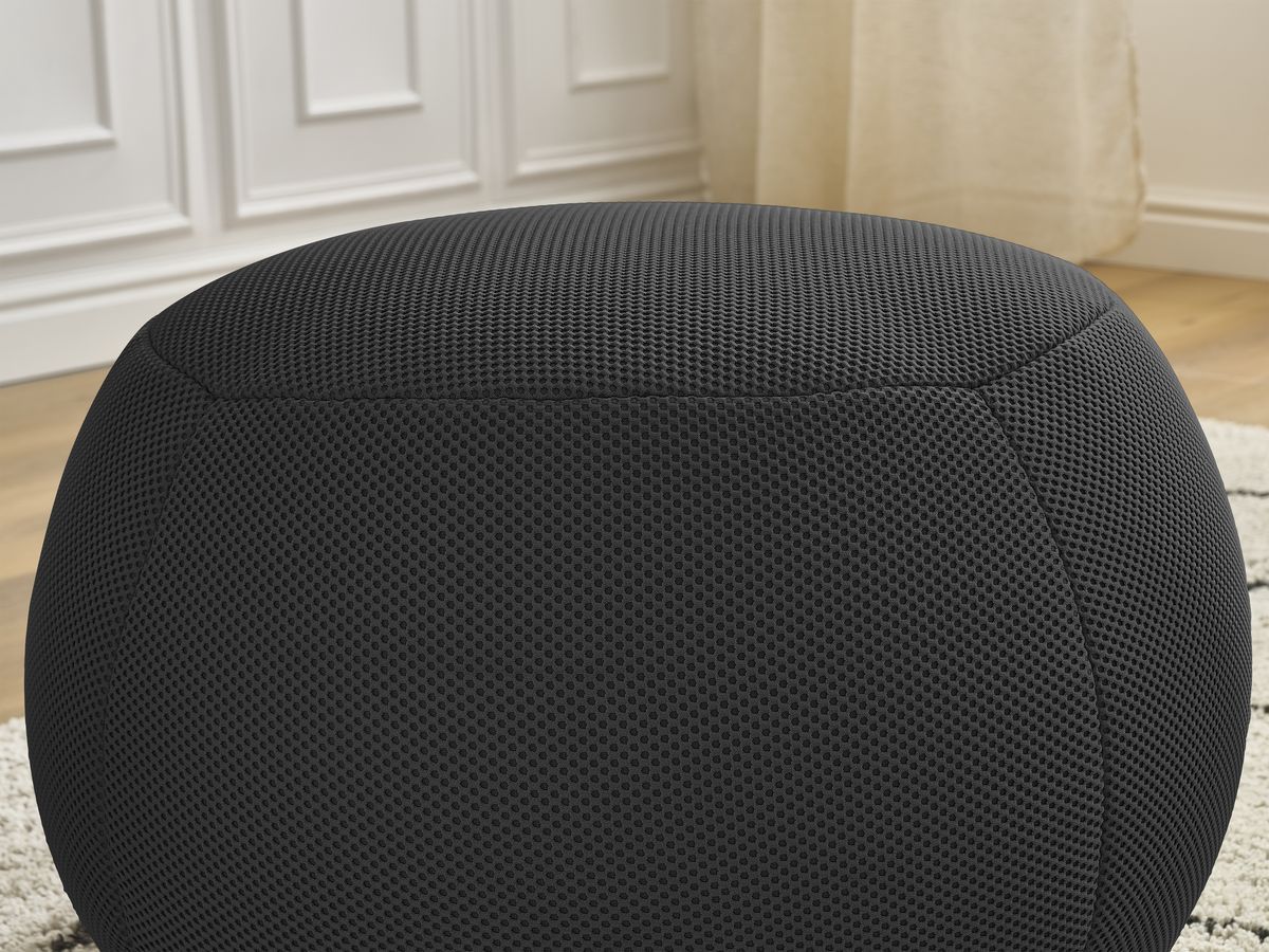 Bobochic Hayden Pouf, rund Mesh-Stoff Schwarz, 60 cm