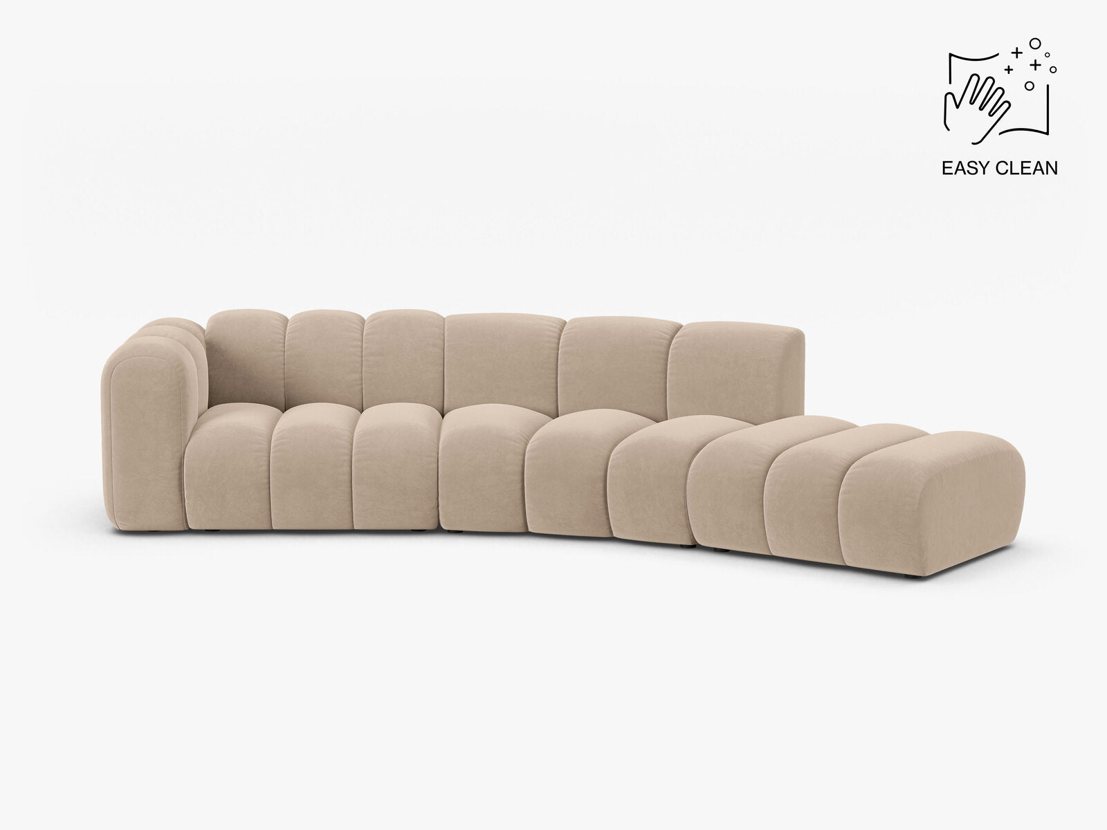 Micadoni Modulares Sofa Lupine 5-Sitzer Samt Venus Beige Rechts