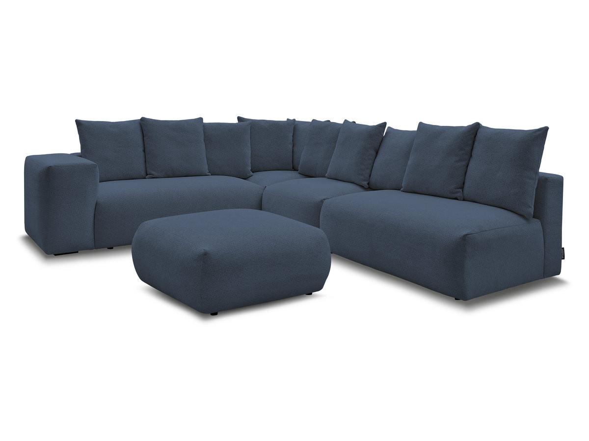 Bobochic Voltaire Ecksofa mit Pouf 322 × 268 cm Melange-Stoff Dunkelblau Ecke links