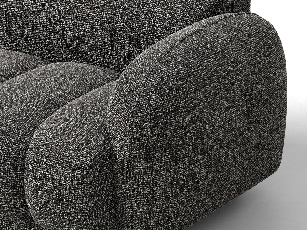 Cosmopolitan Design Ecksofa Bilbao 3-Sitzer kleine Version Boucle Miles Dunkelgrau Melange Rechts