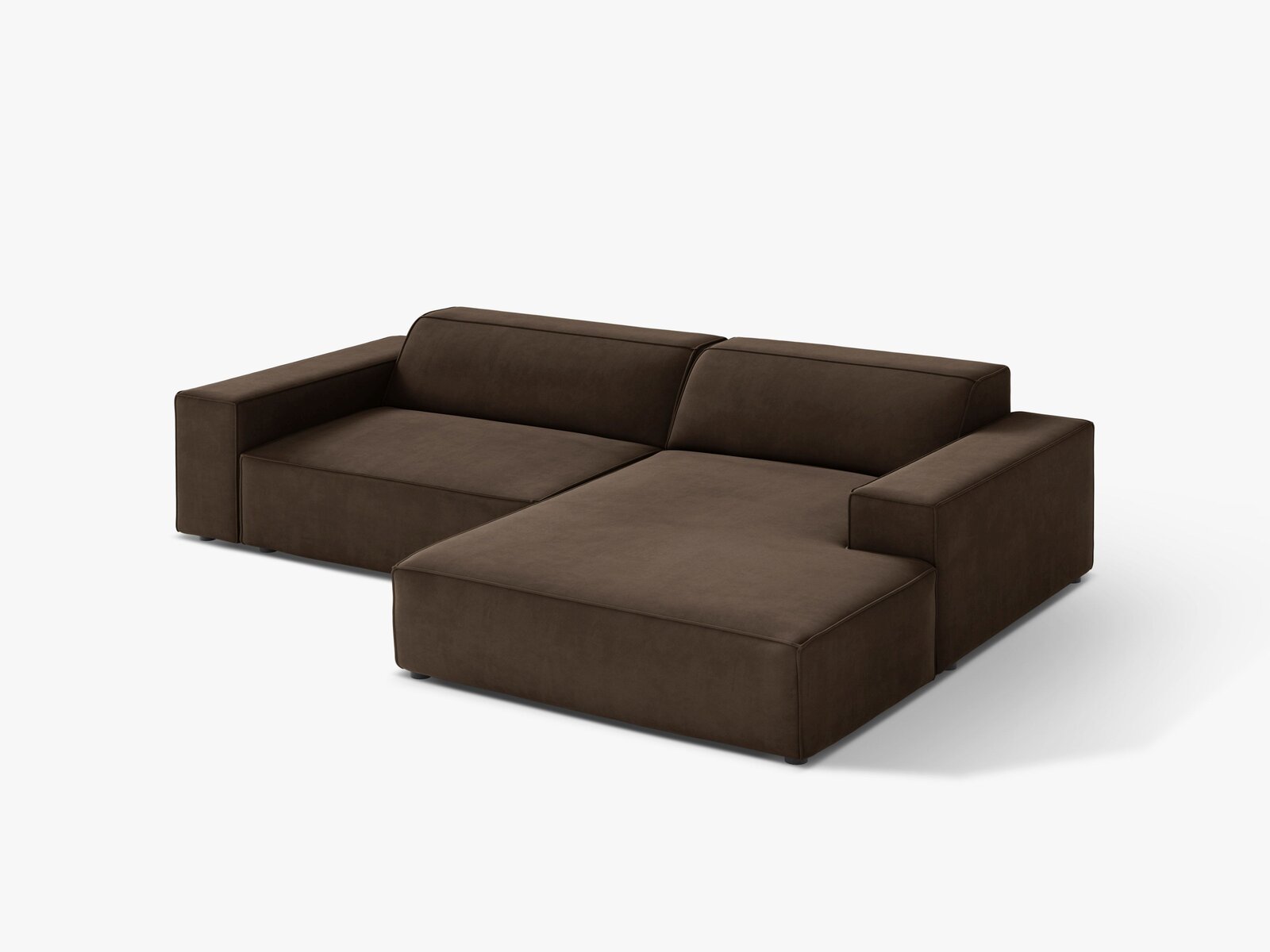 Micadoni Ecksofa Jodie 3-Sitzer Rechts Samt Bluvel Dunkelbraun