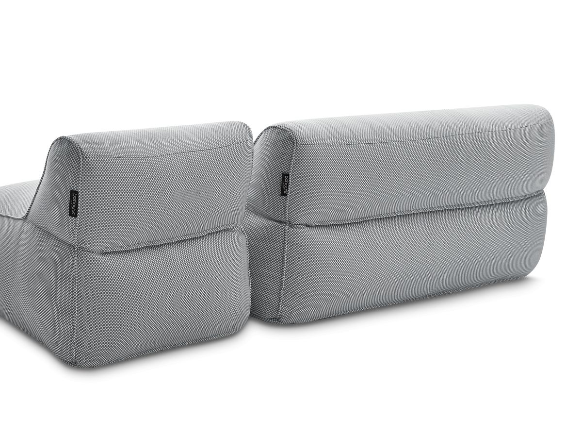Bobochic Riviera Gartensofa 4-Sitzer Melange-Stoff Hellgrau