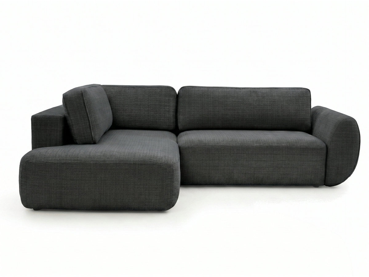 Bobochic Denise Ecksofa mit Schlaffunktion und Bettkasten 256 × 197 cm Strukturstoff Schwarz Ecke links