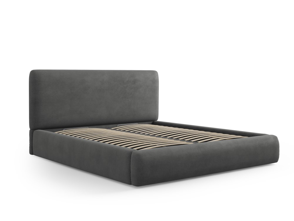 Cosmopolitan Design Stauraumbett mit Kopfteil Colonel 140x200 Chenille Rebel Dunkelgrau