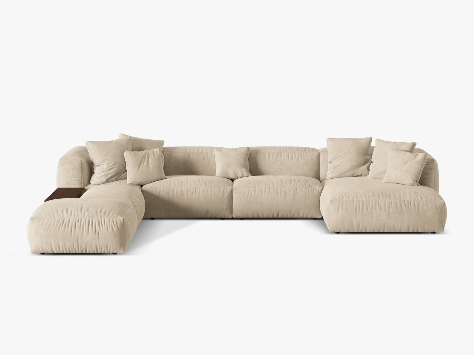 Micadoni Panorama-Ecksofa Martina 5-Sitzer Links Samt Helles Beige
