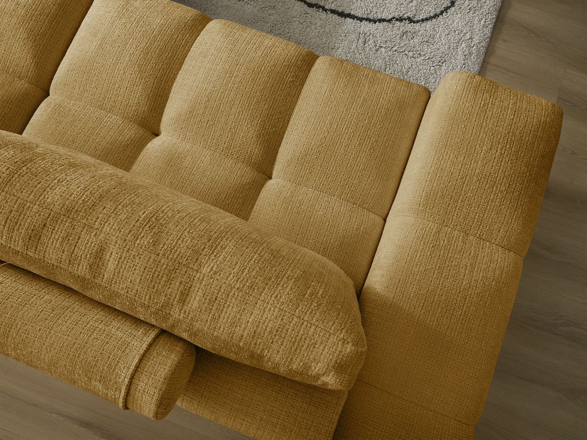 Bobochic Anakin Schlafsofa 3-Sitzer mit Bettkasten, 2 Kissen Strukturstoff Gelb