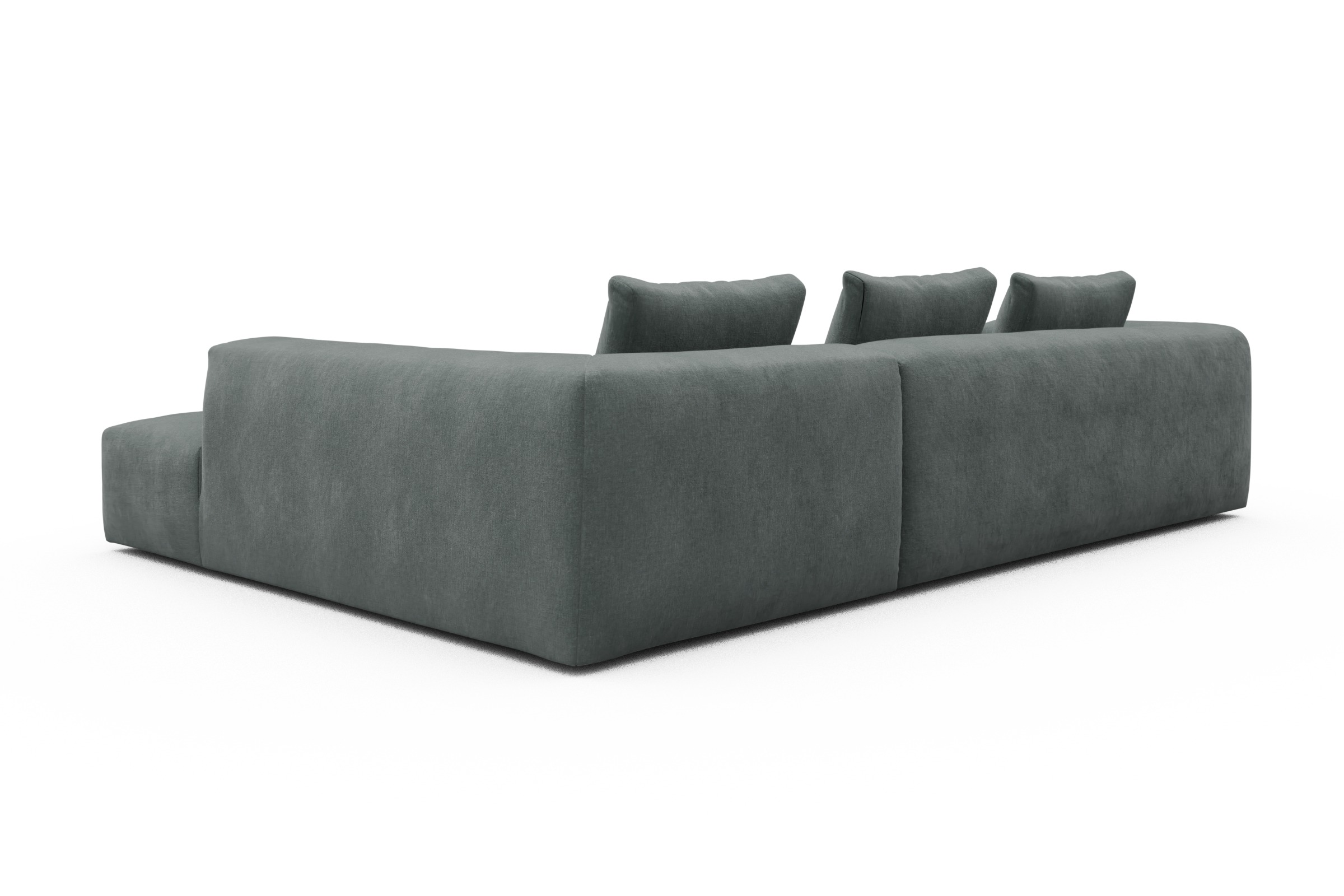 Ecksofa Fred Relax-Ecke rechts mit 2,5-Sitzer Smooth-Silver-Grey