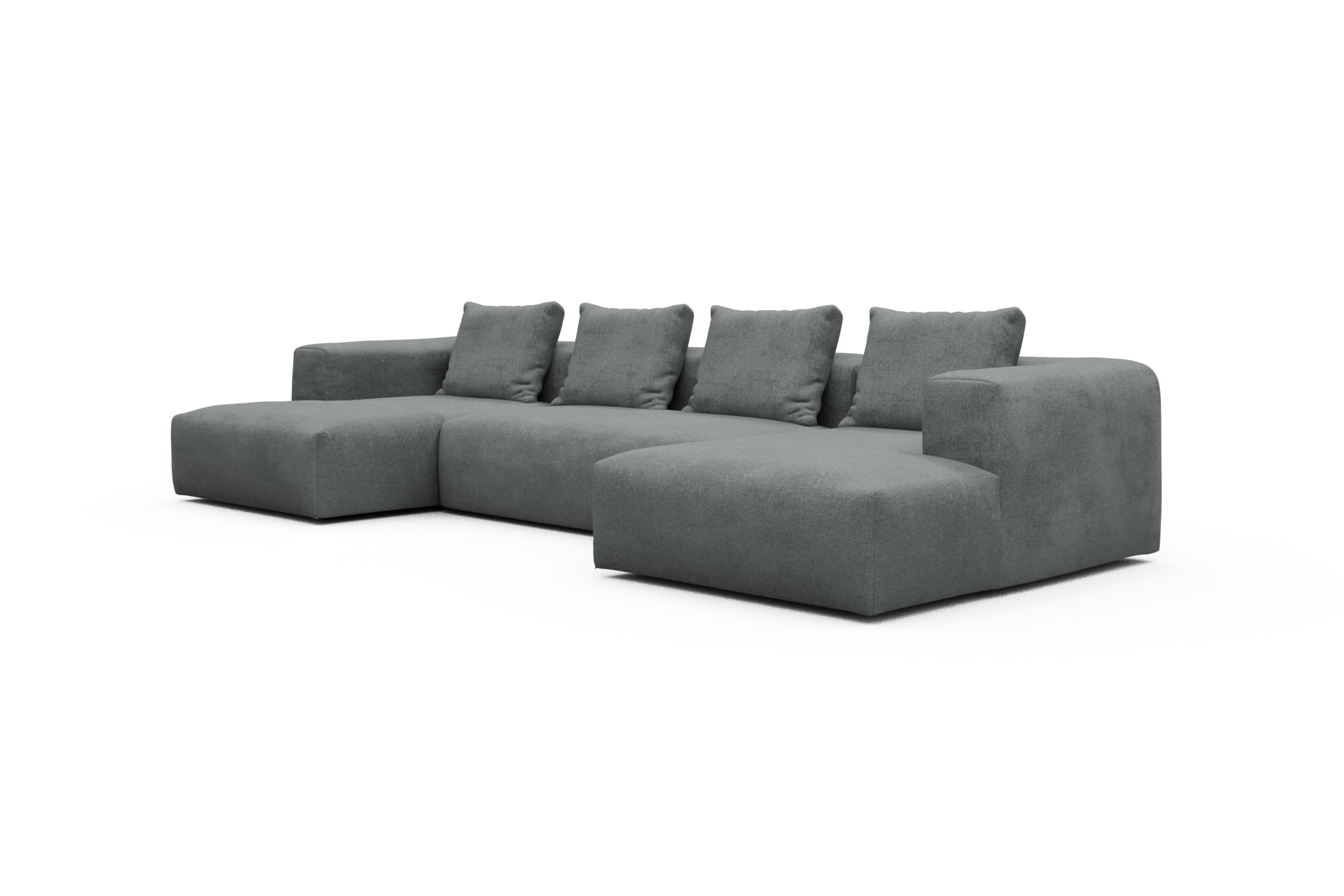 Wohnlandschaft Fred mit 2-Sitzer und Chaiselongue beidseitig Casone-Gravel-Grey