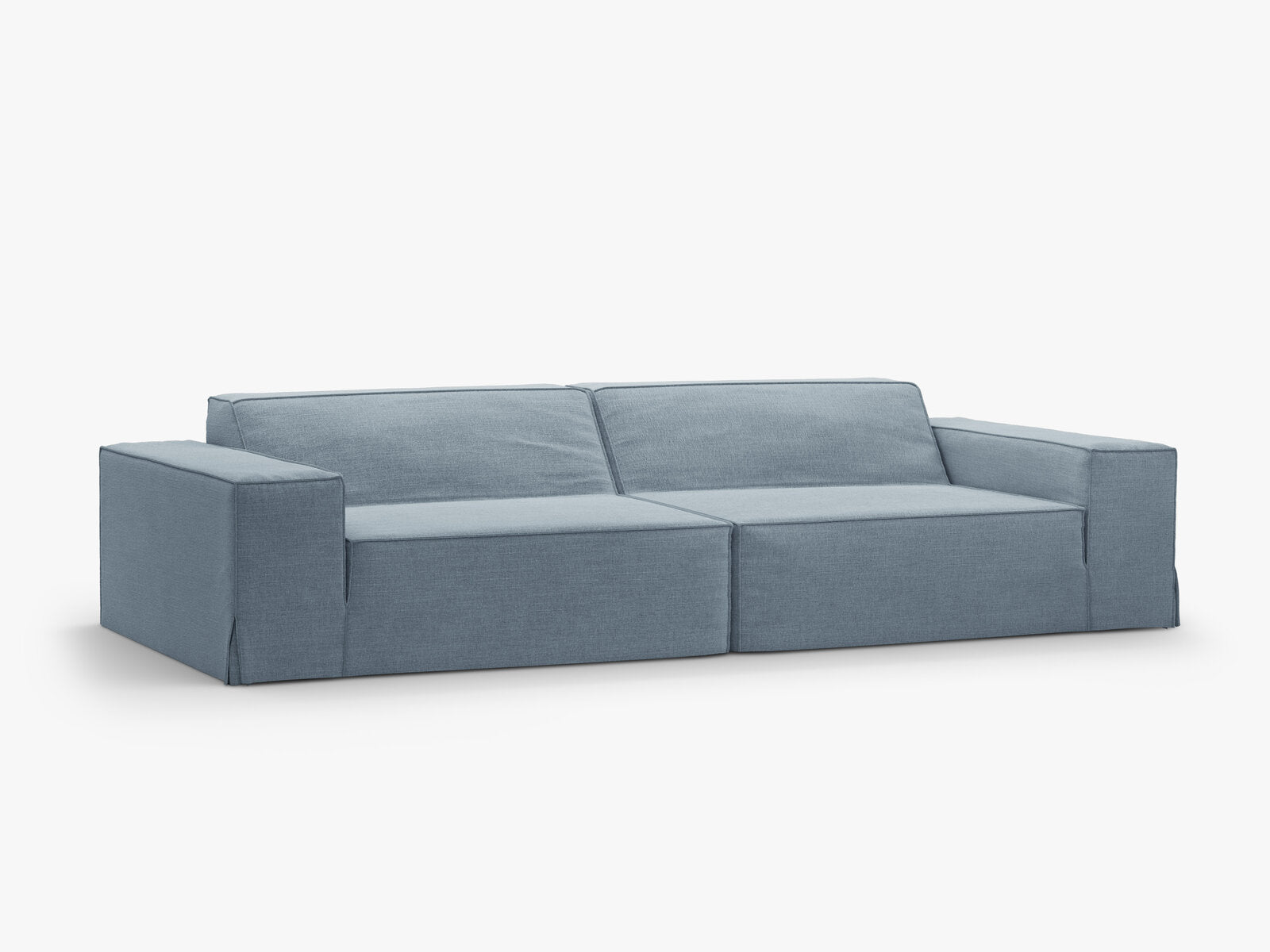 Micadoni Sofa Jodie 4-Sitzer Strukturierter Stoff Lins Gedämpftes Blau