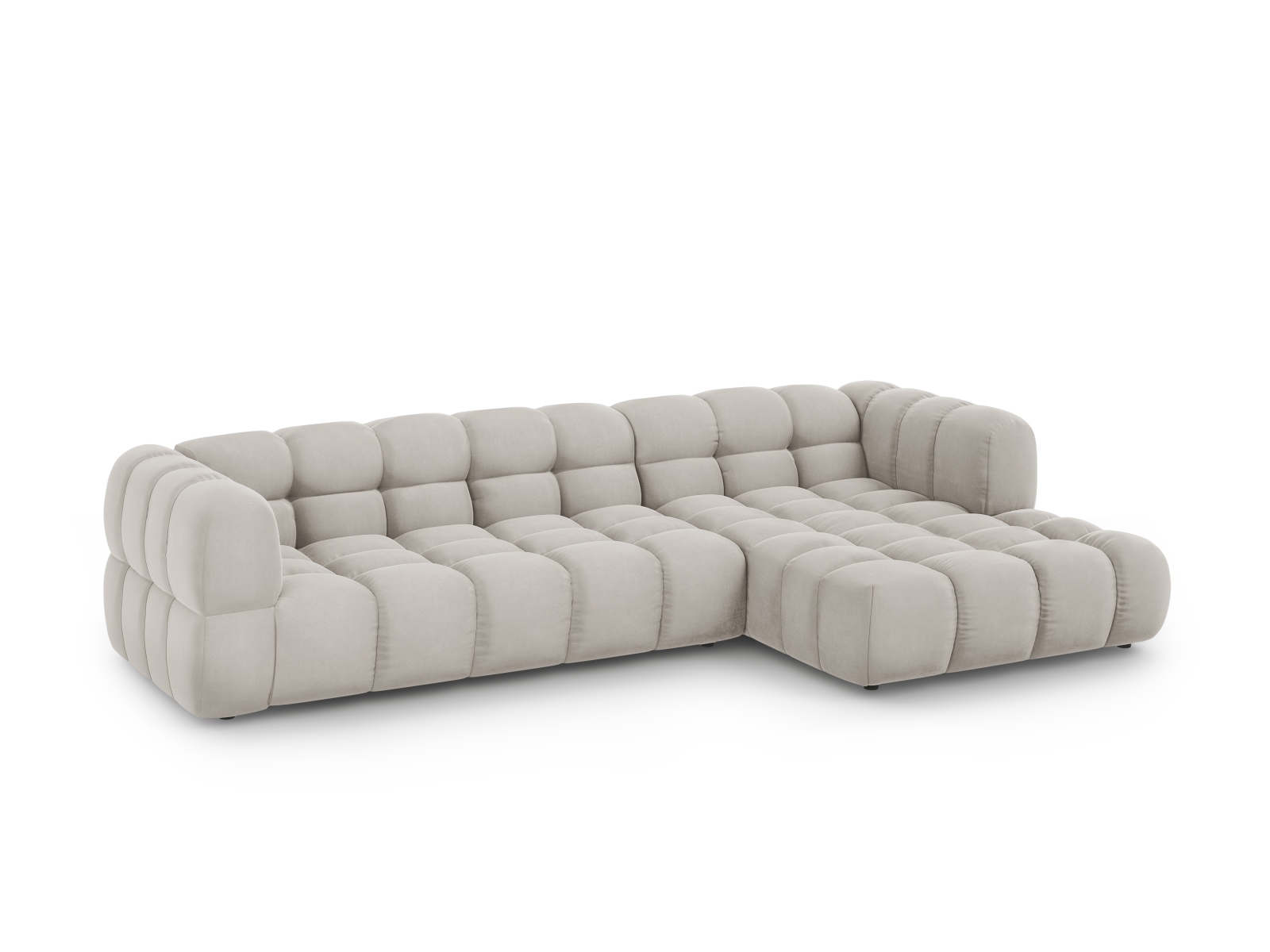 Cosmopolitan Design Ecksofa Sky 4-Sitzer große Version Samt Casino Helles Beige Rechts