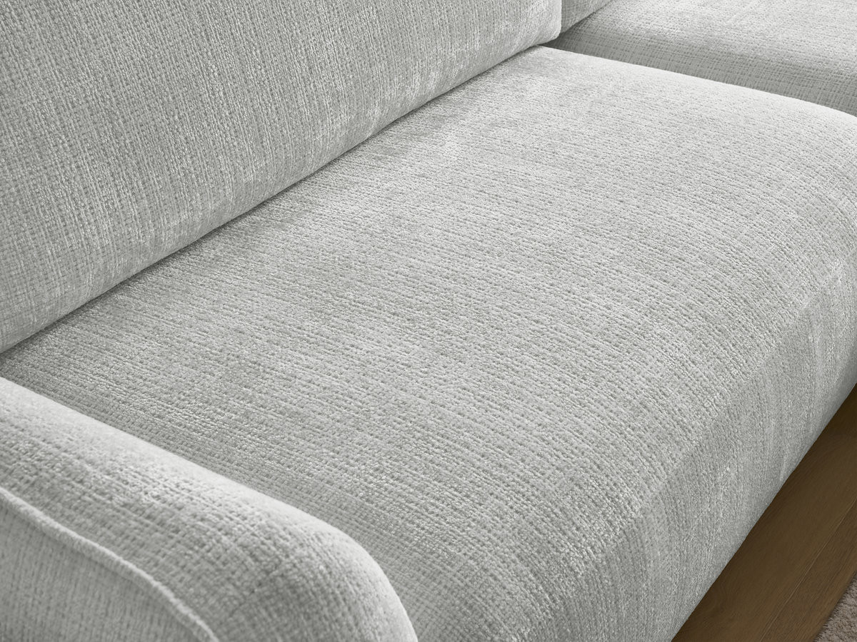 Bobochic Denise Ecksofa mit Schlaffunktion und Bettkasten 258 × 160 cm Strukturstoff Hellgrau Ecke rechts