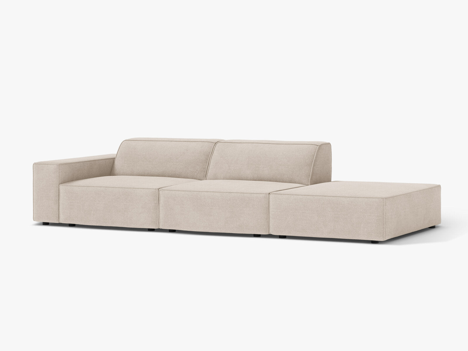 Micadoni Sofa Jodie 3-Sitzer Rechts Strukturierter Stoff Liberty Beige