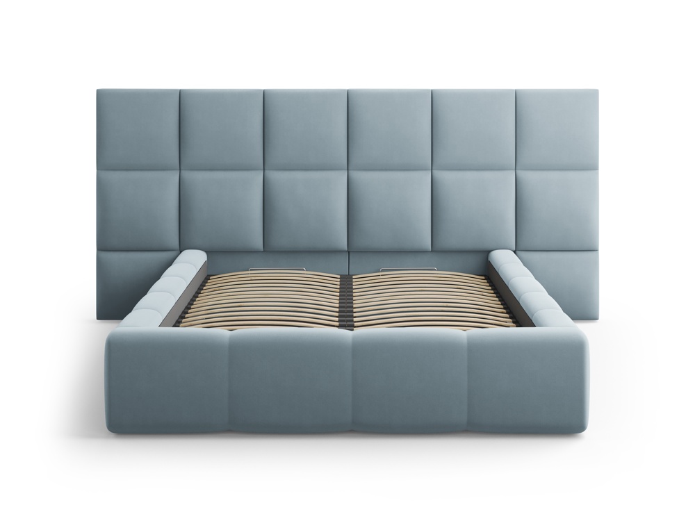 Cosmopolitan Design Stauraumbett mit doppeltem Kopfteil Livigno 160x200 Samt Bluvel Hellblau