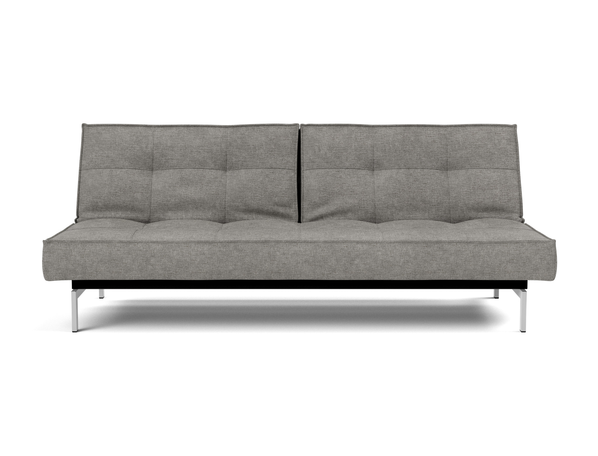 Schlafsofa Splitback Flachgewebe Avella 282-Warm-Grey Beine Chrom