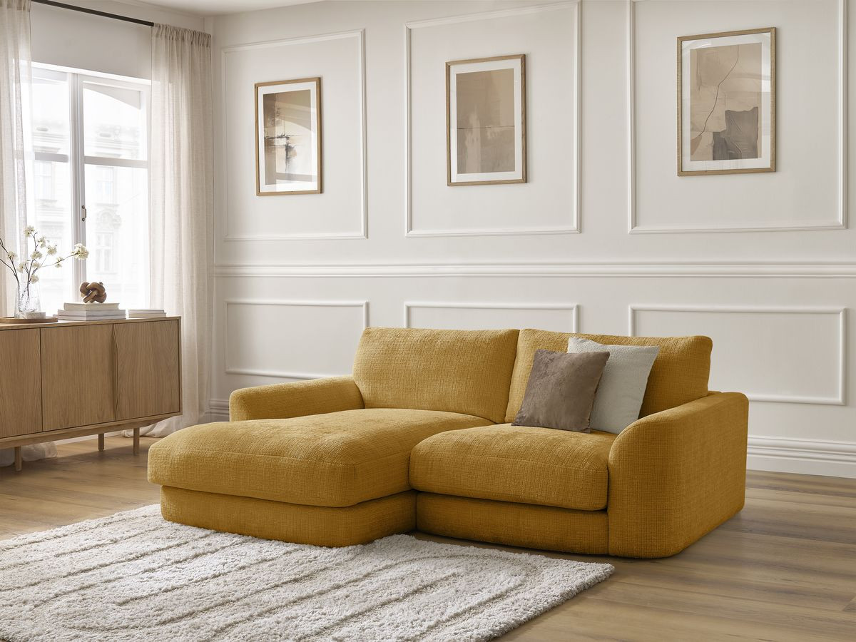 Bobochic Leonore Ecksofa Strukturstoff Gelb Ecke links