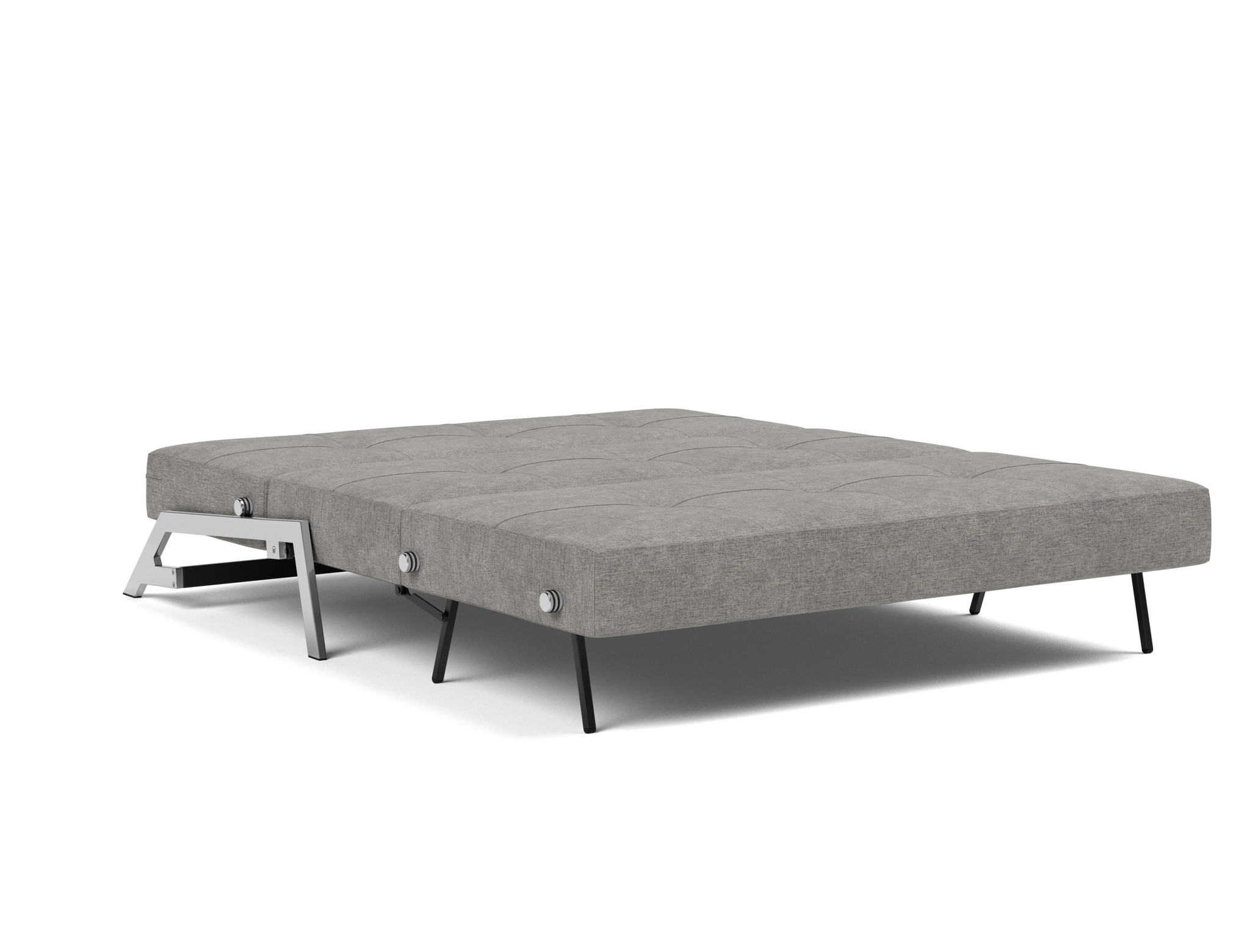 Schlafsofa Cubed 160 Flachgewebe Avella 282-Warm-Grey Beine Chrom