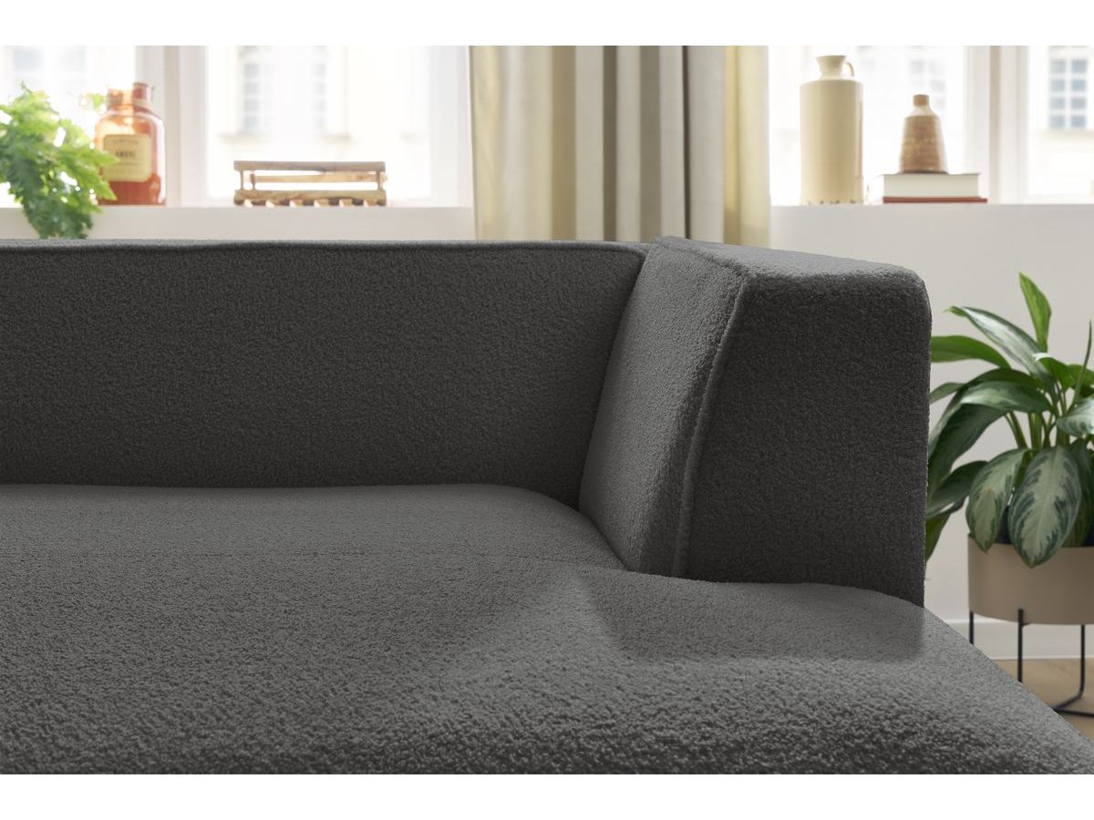 Bobochic Megeve Méridienne-Modul Bouclé-Stoff Dunkelgrau Ecke rechts
