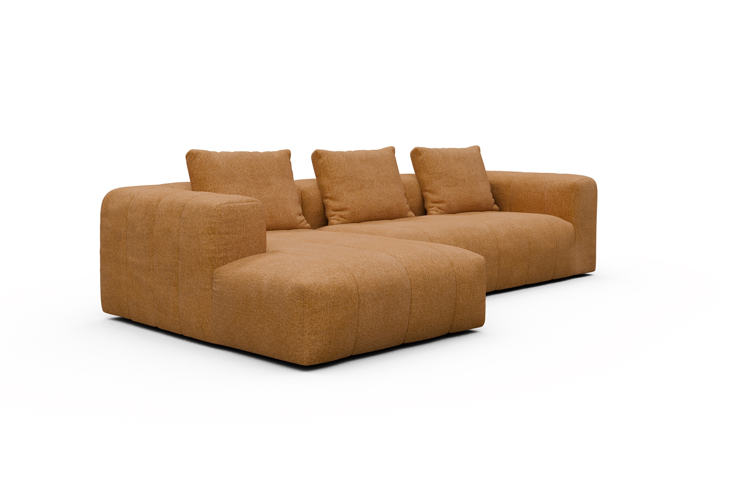 Ecksofa Hugo 2,5-Sitzer Armlehne rechts mit Chaiselongue Casone-Warm-Yellow