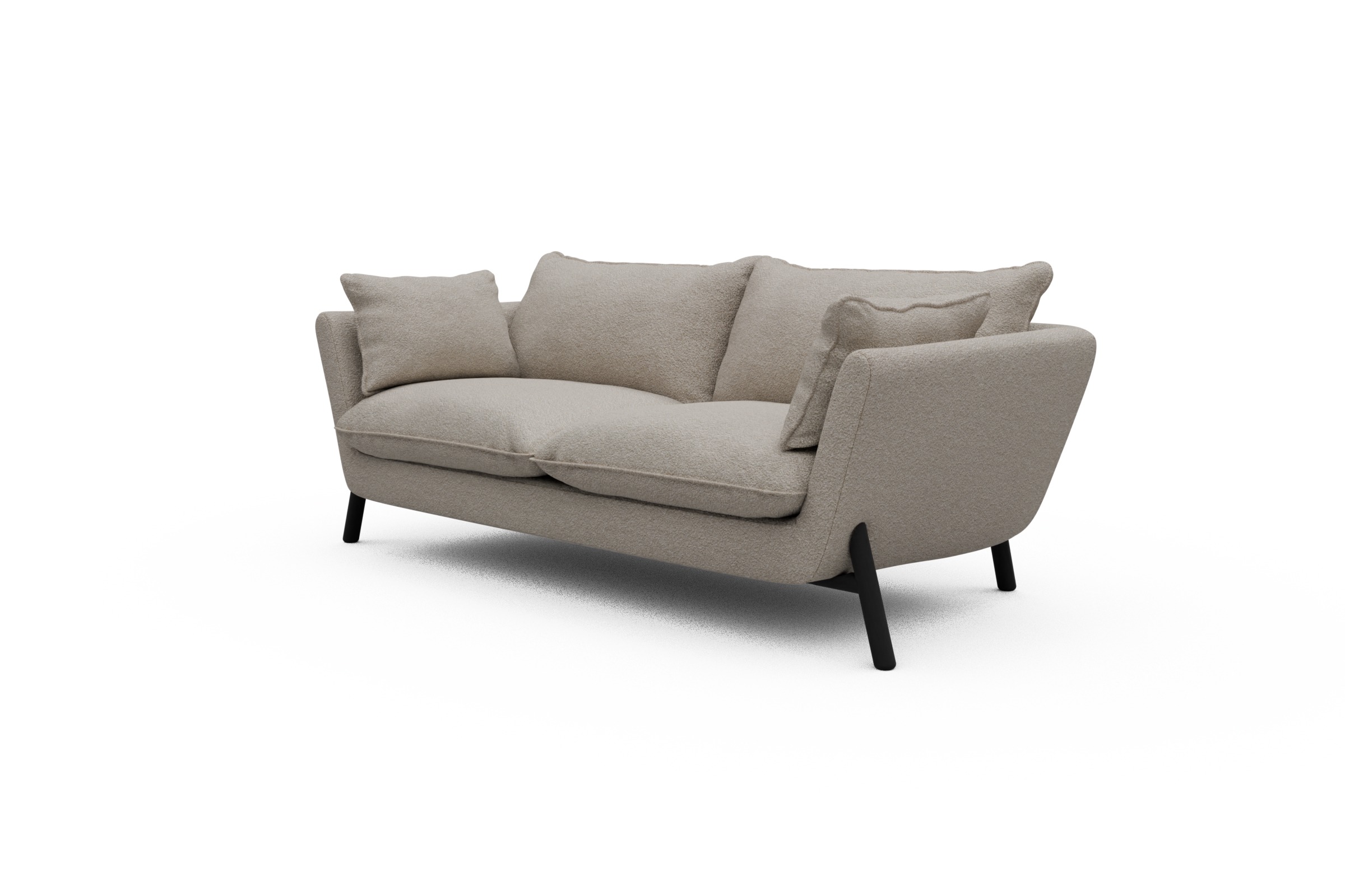 Sofa Emil PREMIUM 2-Sitzer Beinfarbe Eiche Schwarz Aivi-Lace-Beige