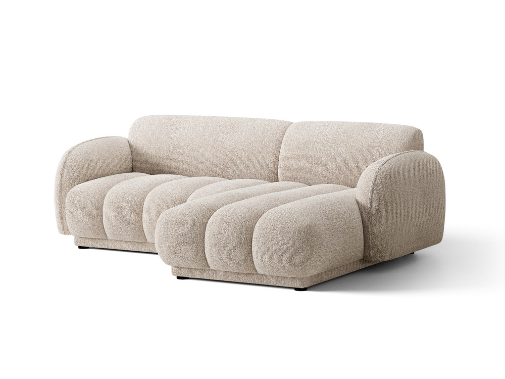 Cosmopolitan Design Ecksofa Bilbao 3-Sitzer kleine Version Boucle Miles Beige Rechts