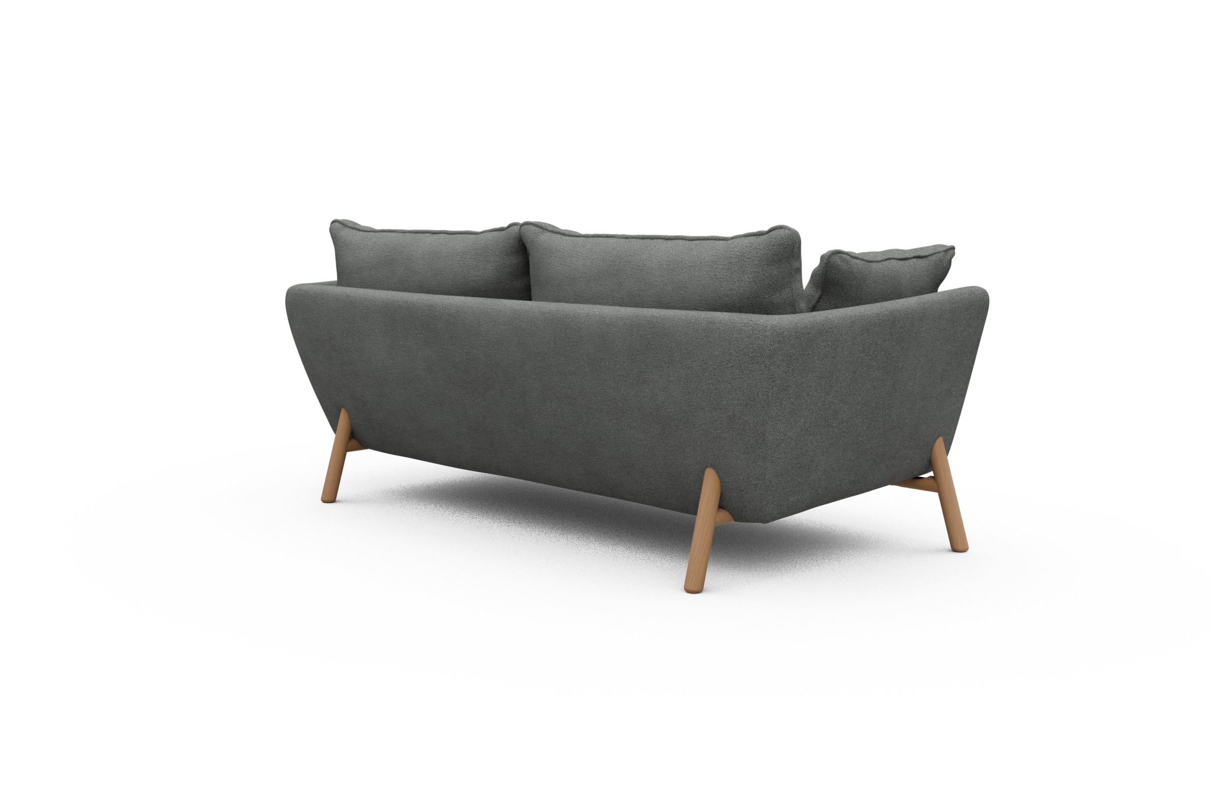 Sofa Emil PREMIUM 2-Sitzer Beinfarbe Eiche Natur Boucle-Ash-Grey
