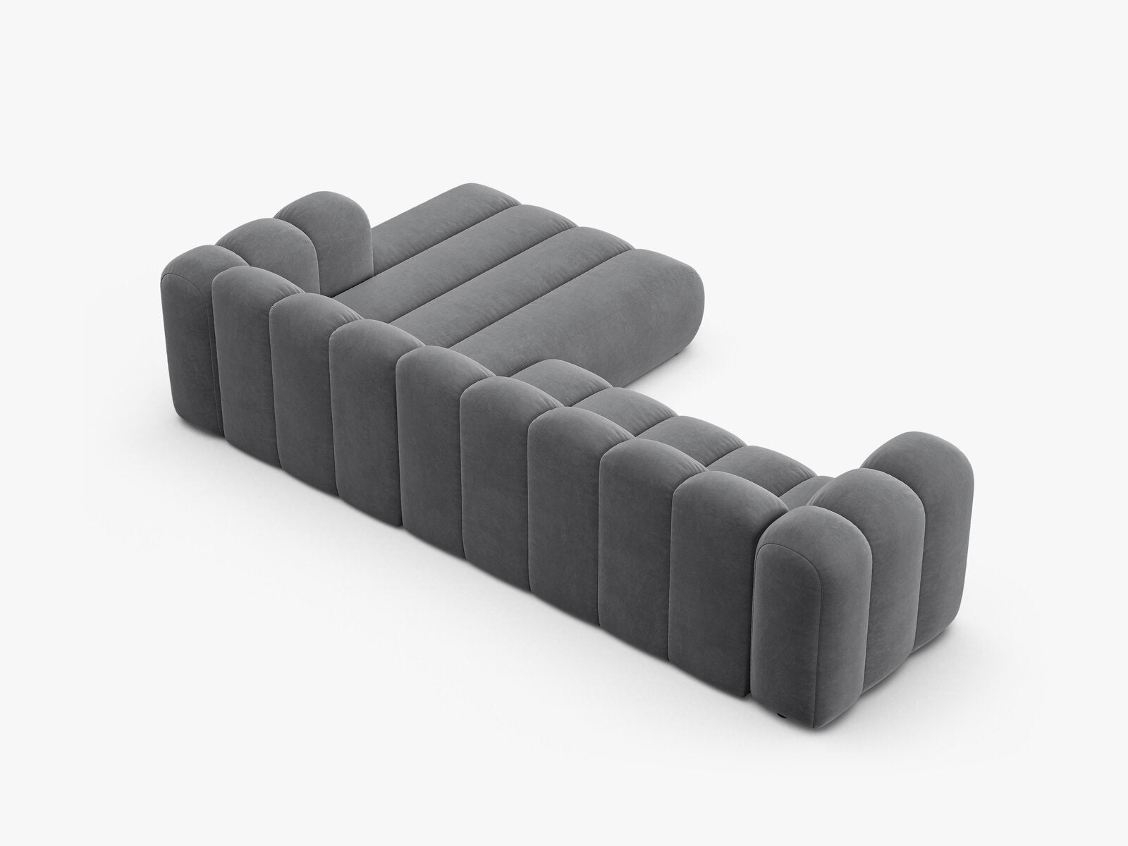 Micadoni Modulares Ecksofa Lupine 4-Sitzer Rechts Samt Salvador Grau