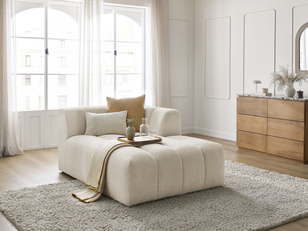 Bobochic Annecy Méridienne-Modul Bouclé-Stoff Beige Ecke rechts