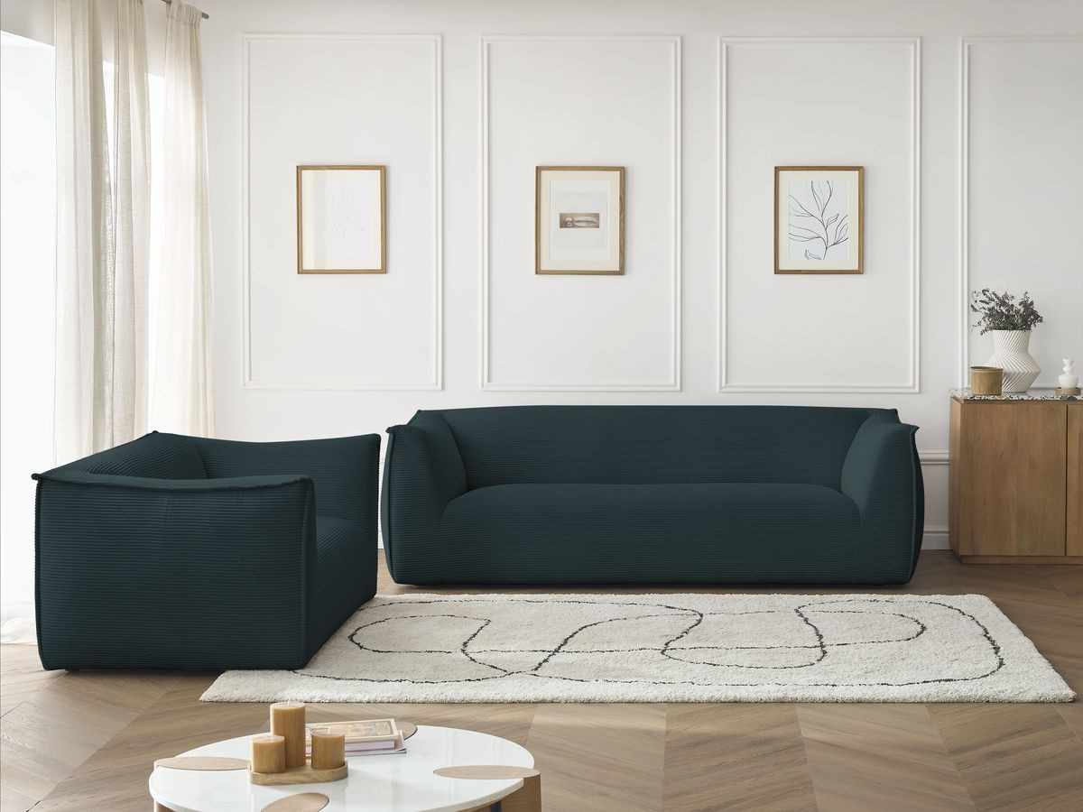 Bobochic Giorgia Sofa 5-Sitzer 412 × 100 cm Cordsamt Dunkelblau