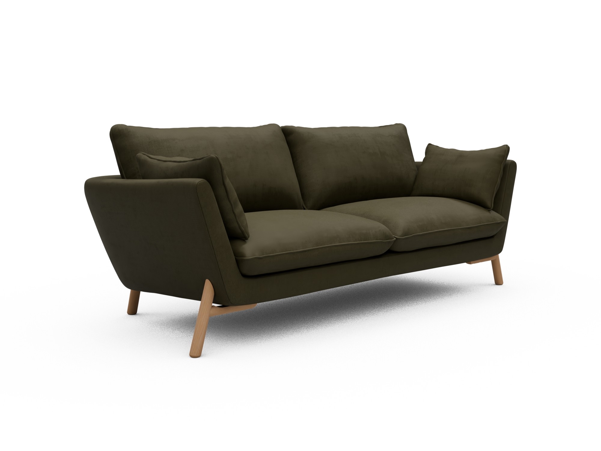 Skandi Home Sofa Emil 3-Sitzer Beinfarbe Eiche Natur Cordufine-Pine-Green moebelfaktor