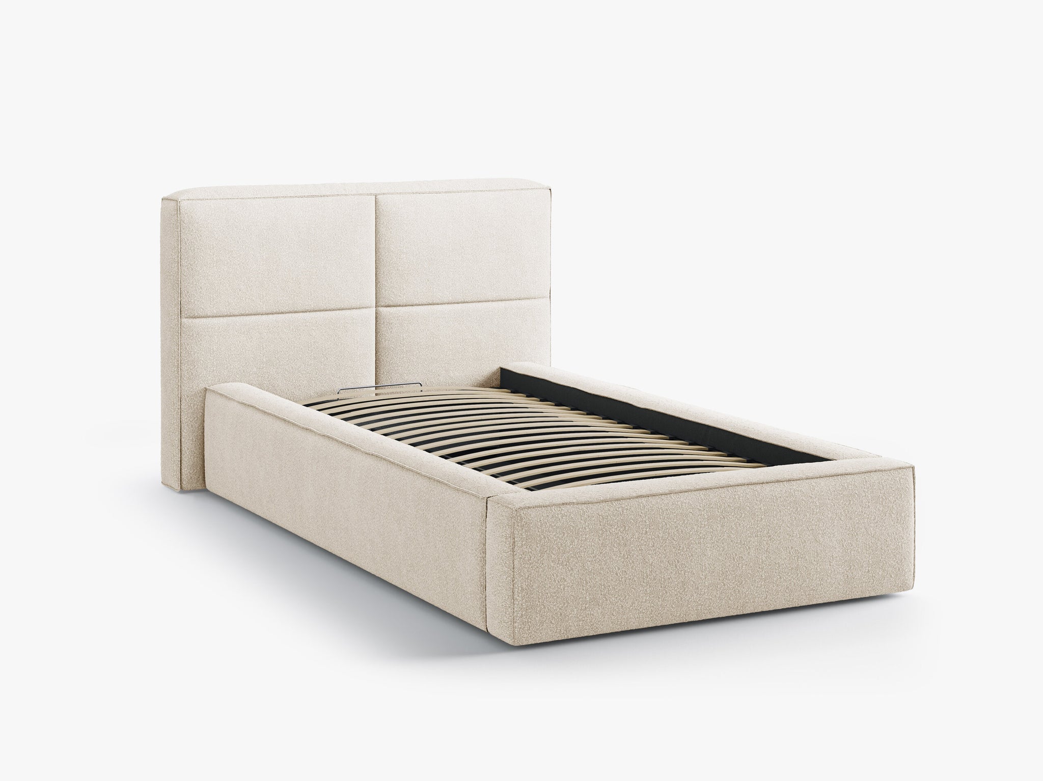 Micadoni Stauraumbett mit Kopfteil Darren Boucle Legend Helles Beige 90x200