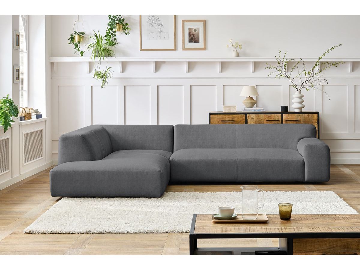 Bobochic Lavena Ecksofa 312 × 220 cm Samt Dunkelgrau Ecke links