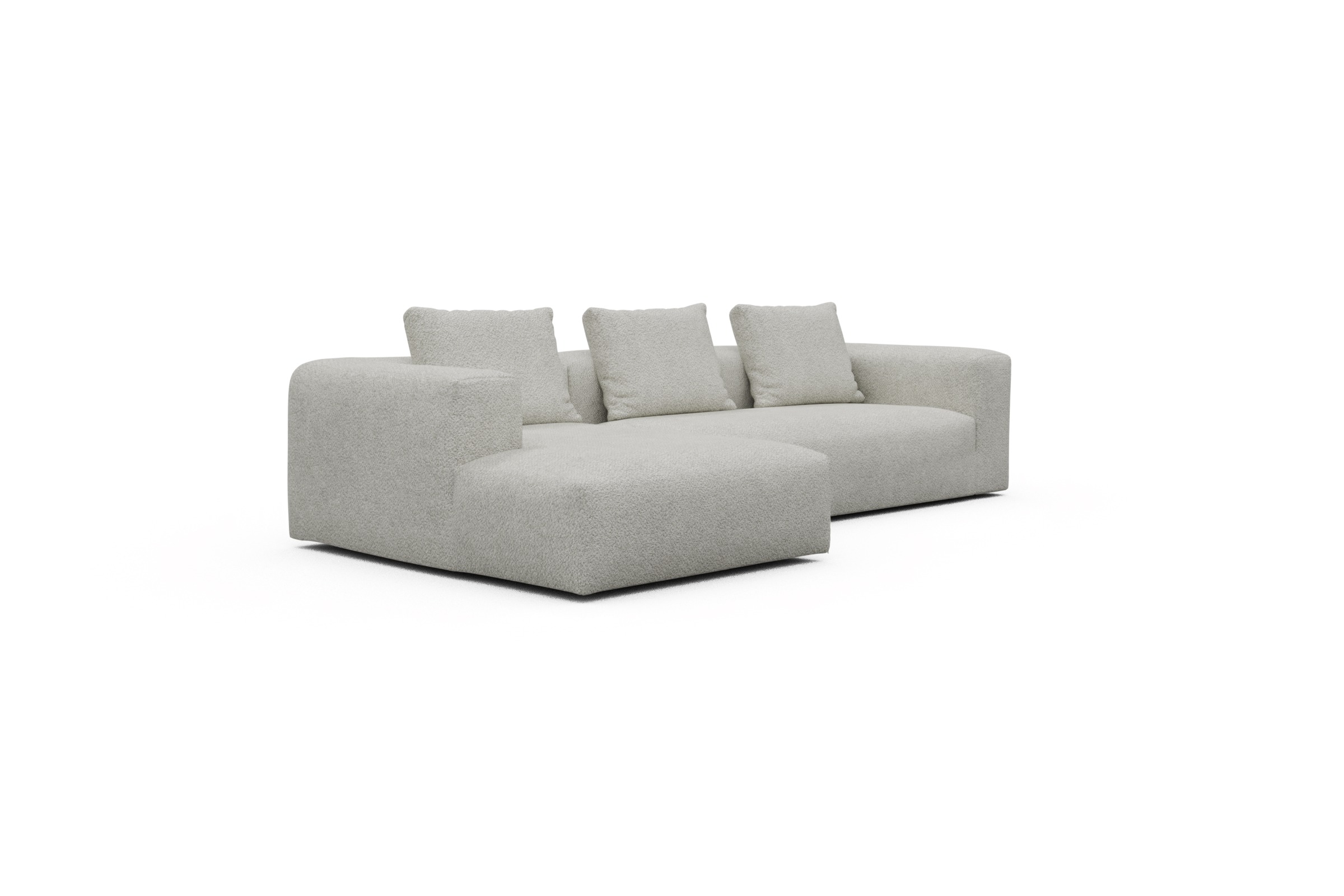 Ecksofa Fred Chaiselongue links mit 2,5-Sitzer Vanora-Warm-Sand