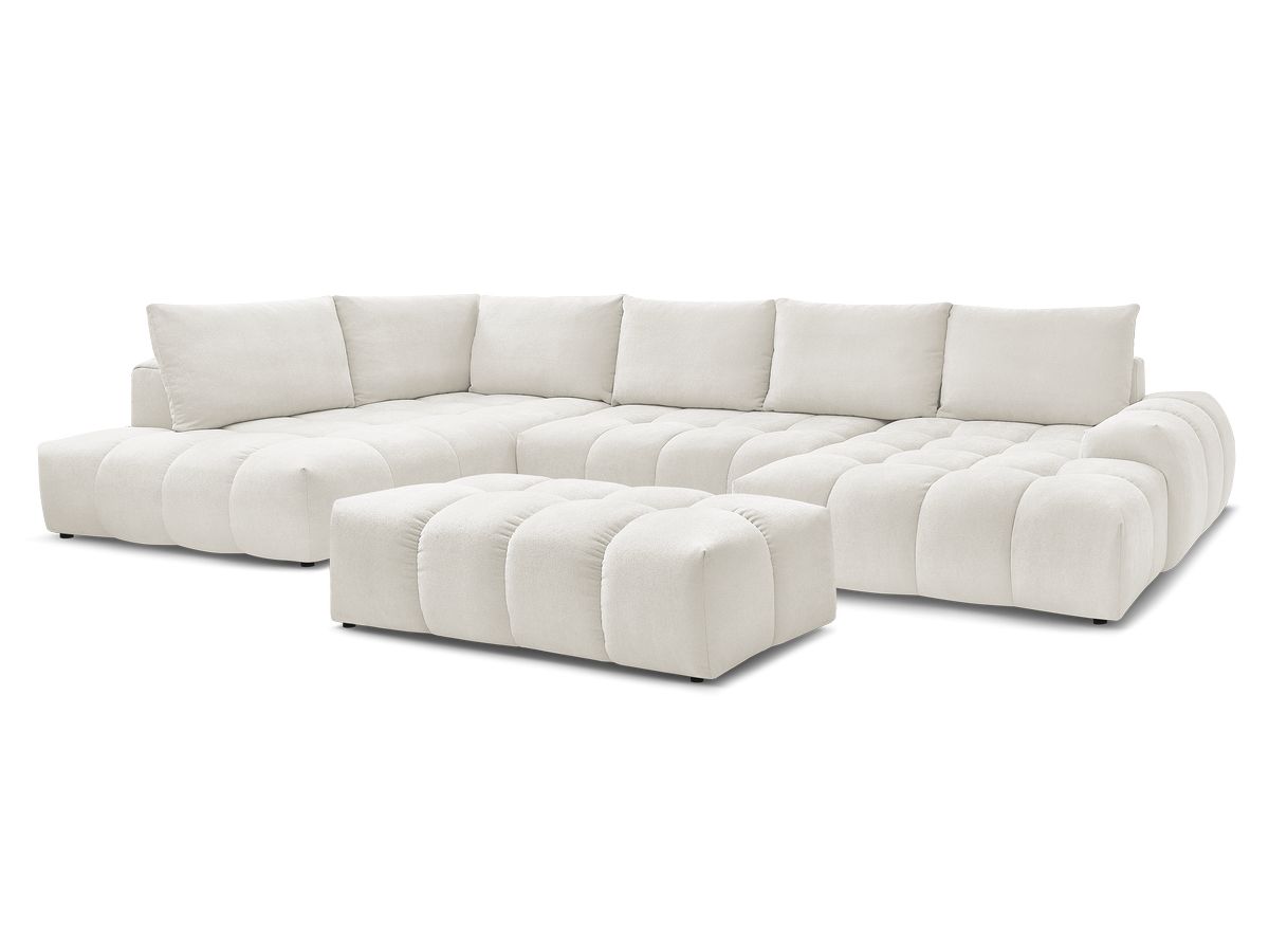 Bobochic Everest Wohnlandschaft mit Pouf, 6 Kissen Strukturstoff Weiß Ecke rechts