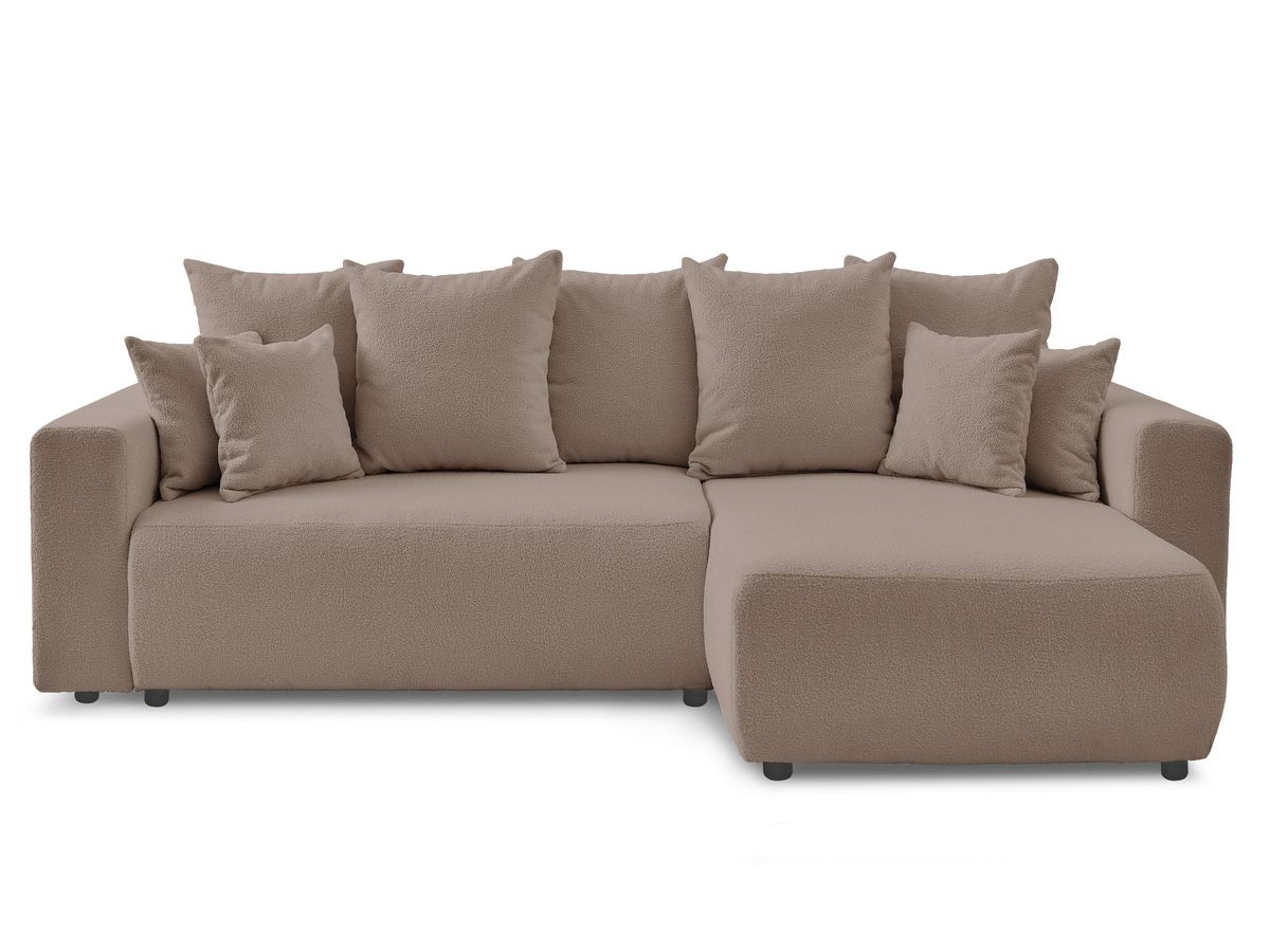Bobochic Envy Ecksofa mit Schlaffunktion und Bettkasten Bouclé-Stoff Braun