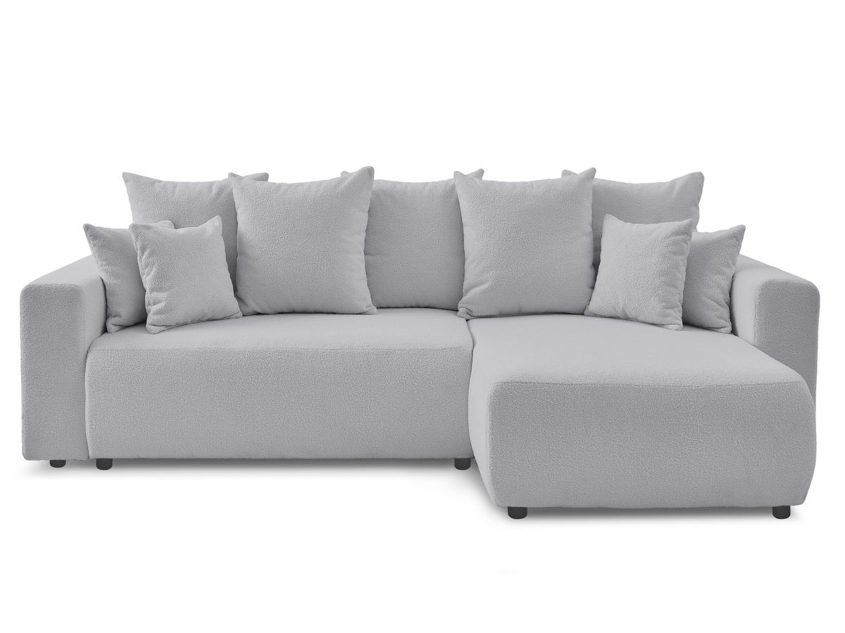 Bobochic Envy Ecksofa mit Schlaffunktion und Bettkasten Bouclé-Stoff Hellgrau