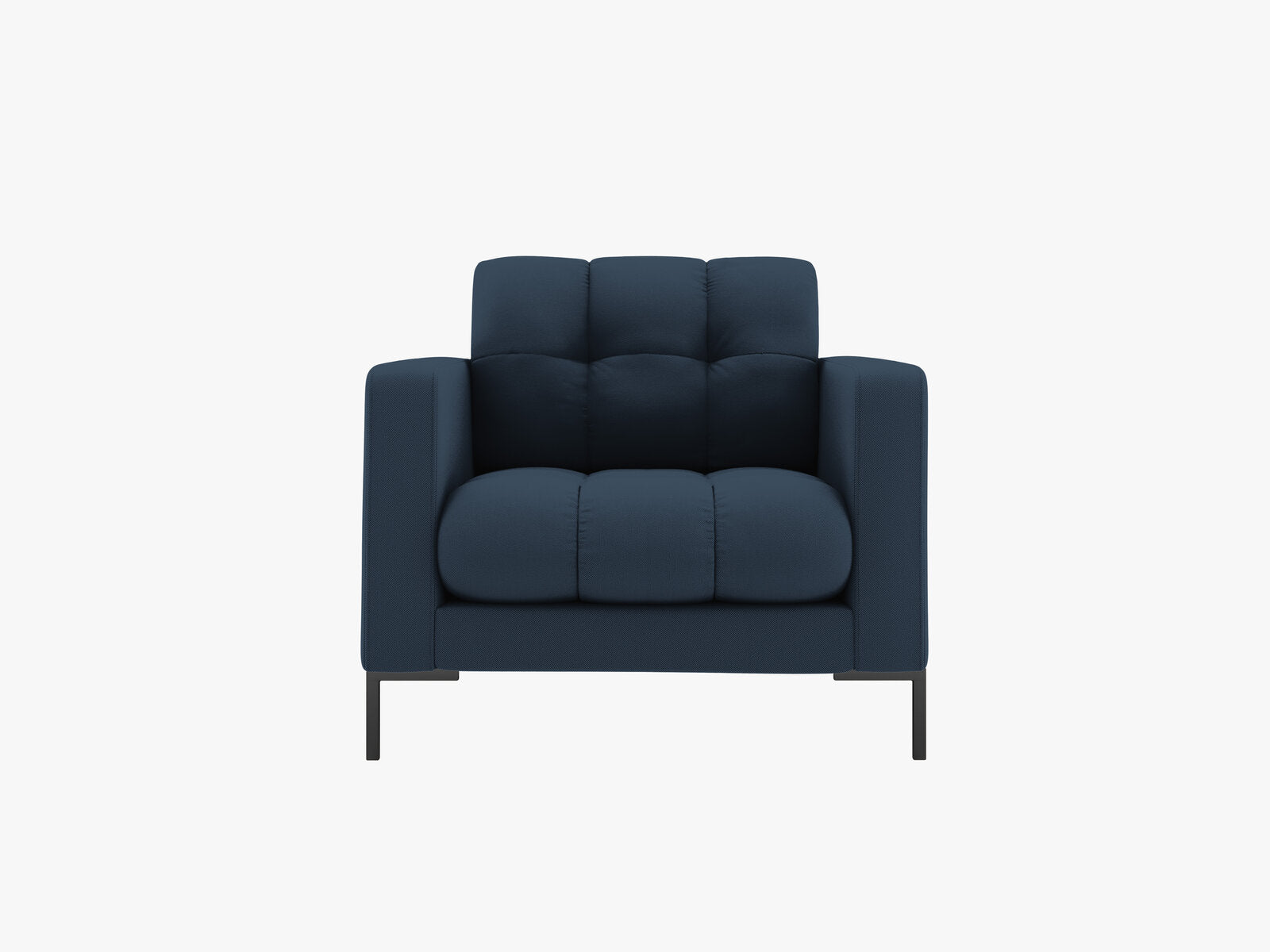 Micadoni Sessel Mamaia 1-Sitzer Strukturierter Stoff Neve Blau schwarze Beine
